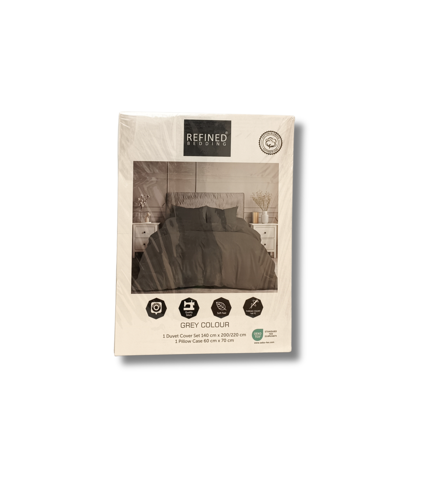 Gray Duvet Cover 100% Cotton Blend – Non-Iron, Breathable & Durable | Available in Sizes 140x200 and 240x200