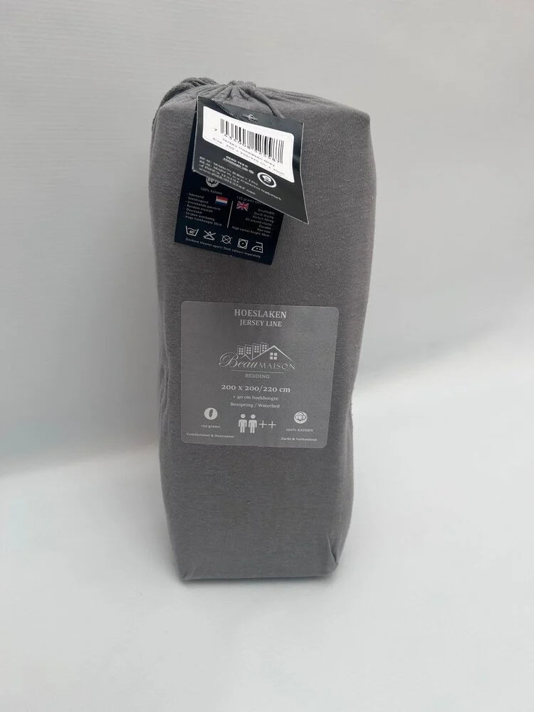 Gray Jersey Fitted Sheet | 100% Cotton | Perfect Fit and Comfort