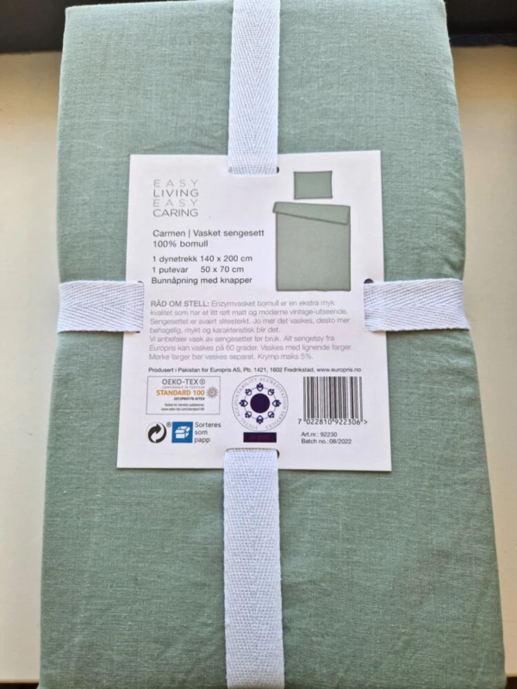 Green Cotton Duvet Cover 140 x 200 cm