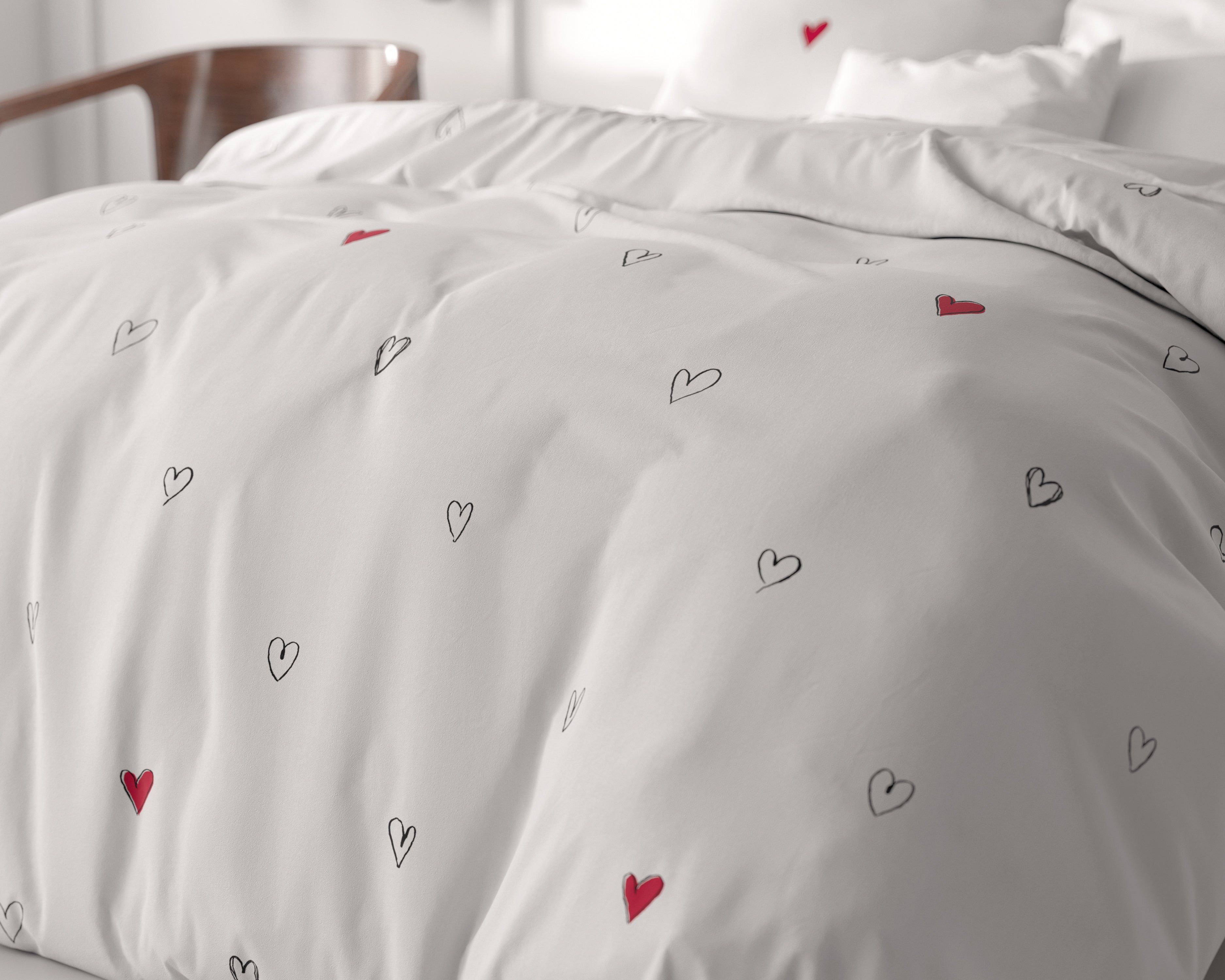 Hearts Everywhere Wit Dekbedovertrek