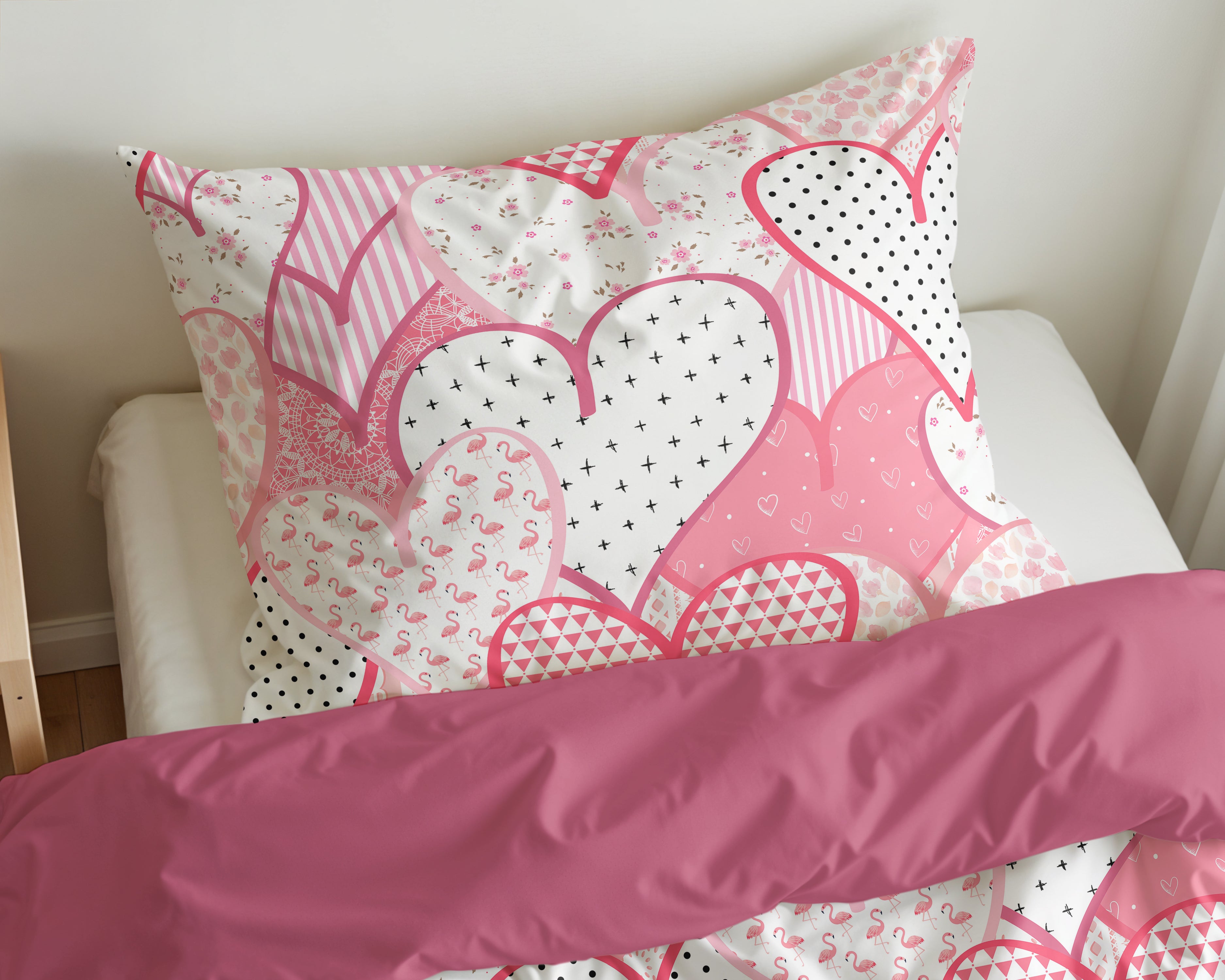 Hearts love Duvet cover Pink 140 x 200/220