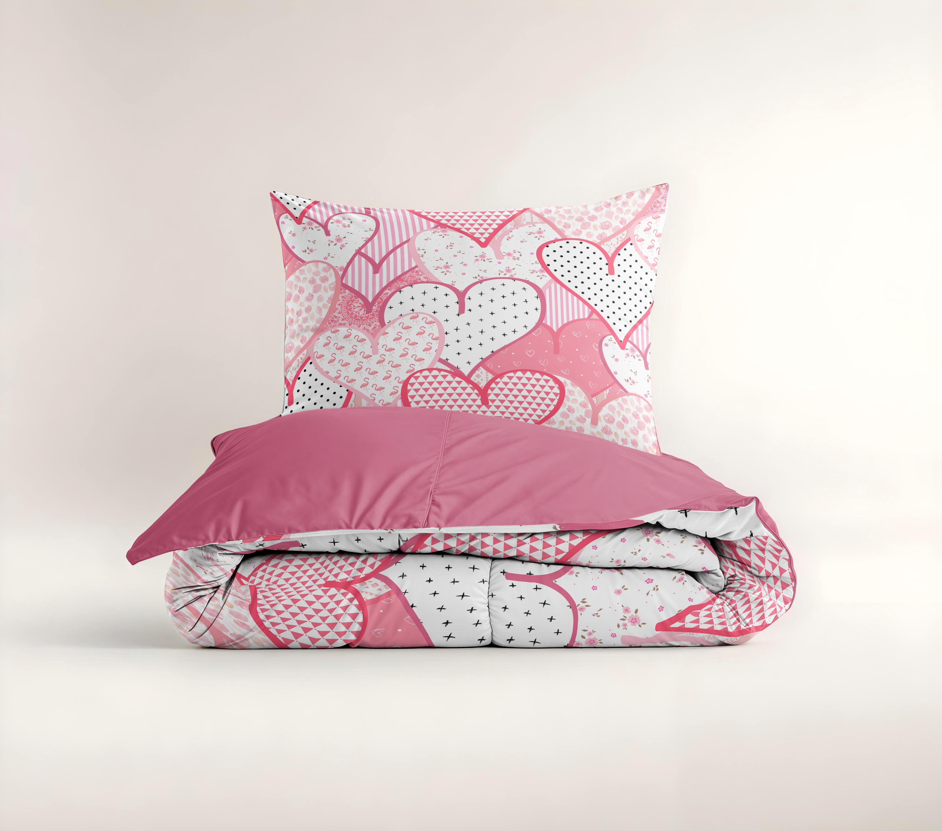 Hearts love Duvet cover Pink 140 x 200/220