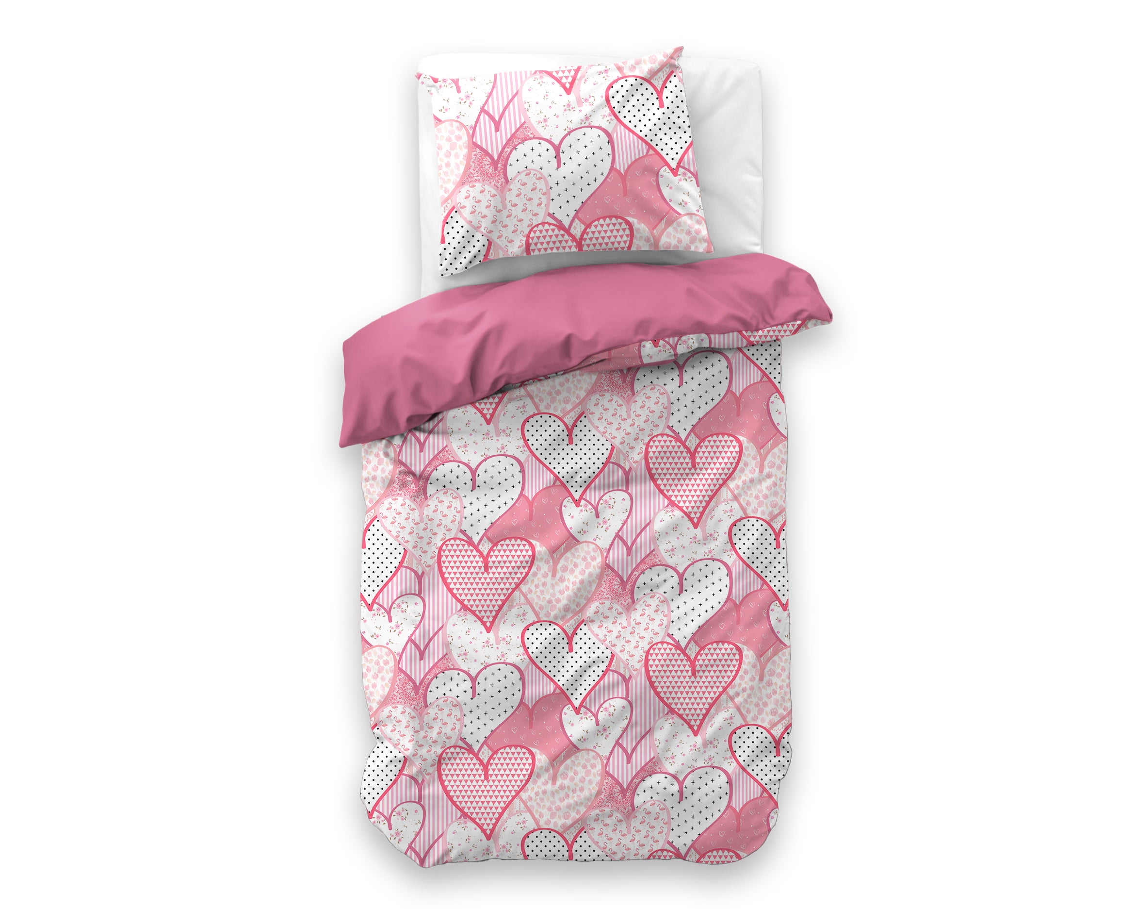 Hearts love Duvet cover Pink 140 x 200/220