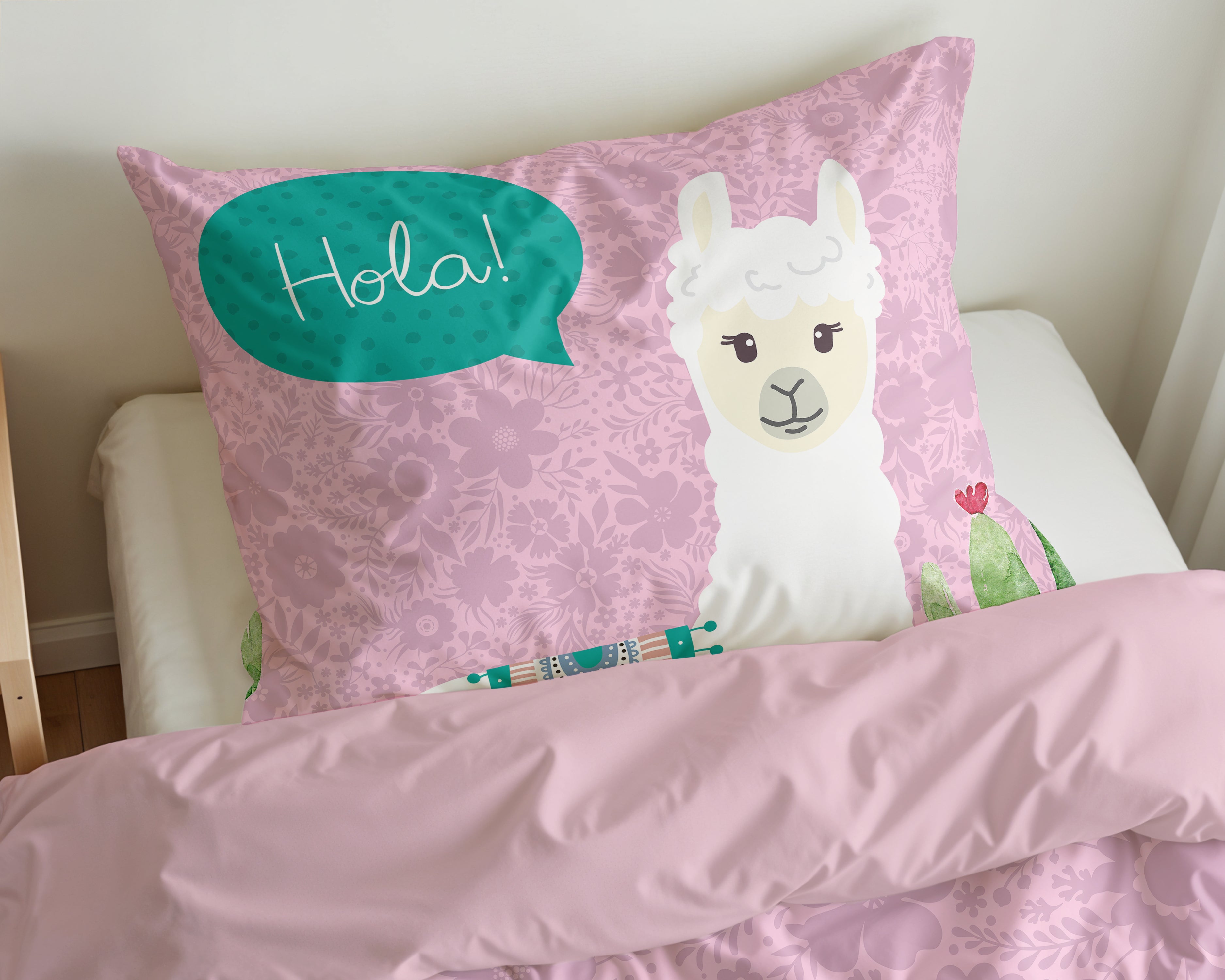 Hola lama Duvet cover Pink 140 x 200/220