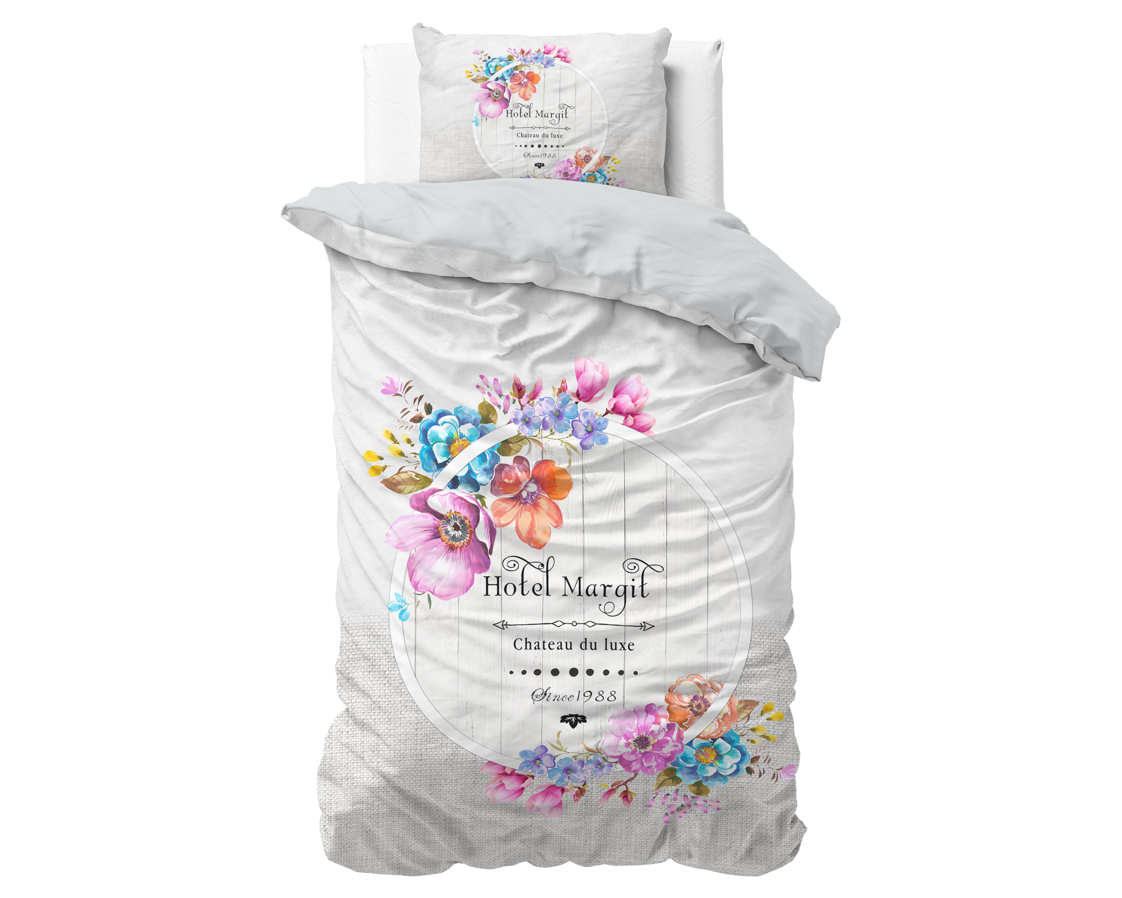 Hotel France Duvet Cover Gray - Breathable Cotton - Trendy Designs - With Press Studs