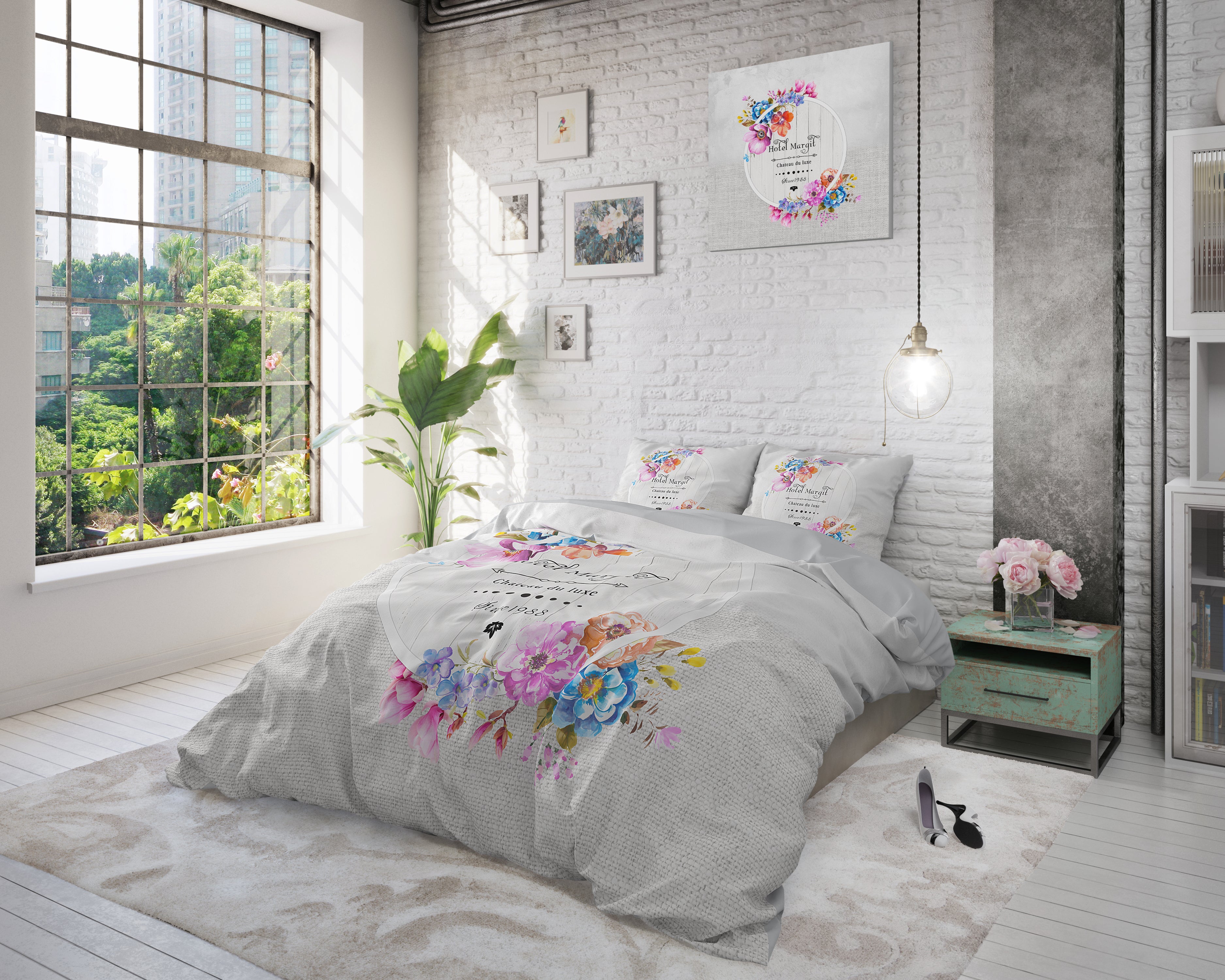 Hotel France Duvet Cover Gray - Breathable Cotton - Trendy Designs - With Press Studs