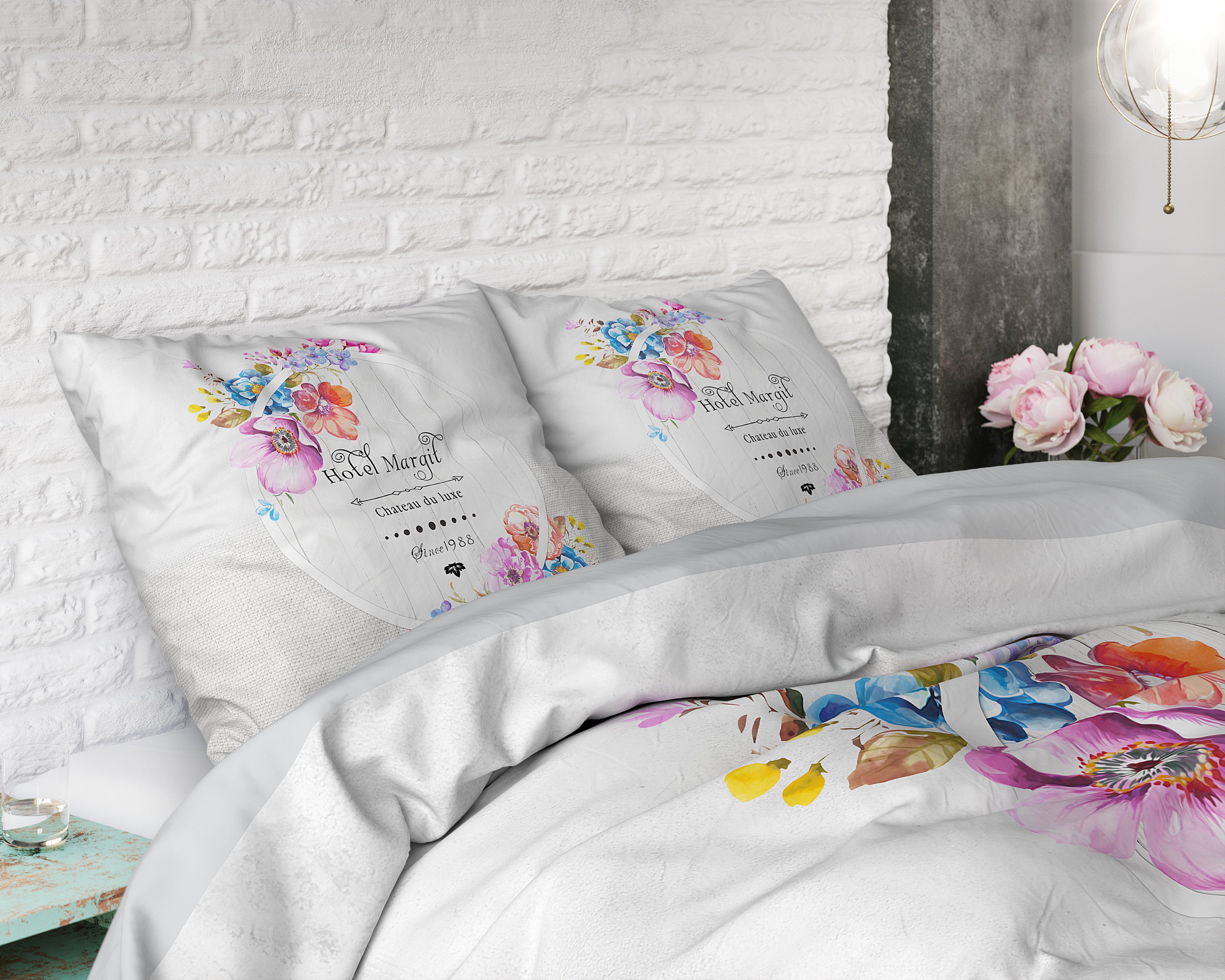 Hotel France Duvet Cover Gray - Breathable Cotton - Trendy Designs - With Press Studs