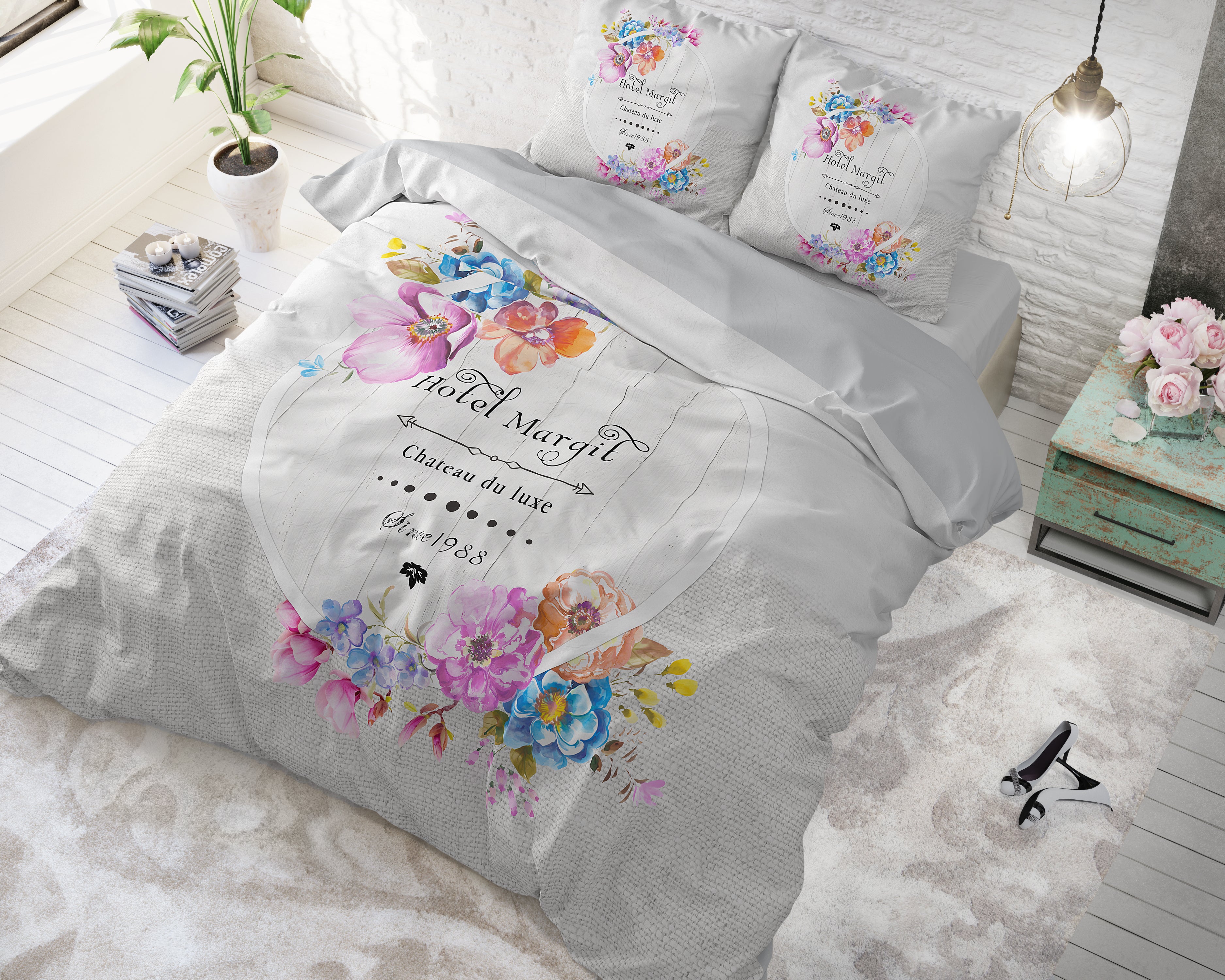 Hotel France Duvet Cover Gray - Breathable Cotton - Trendy Designs - With Press Studs