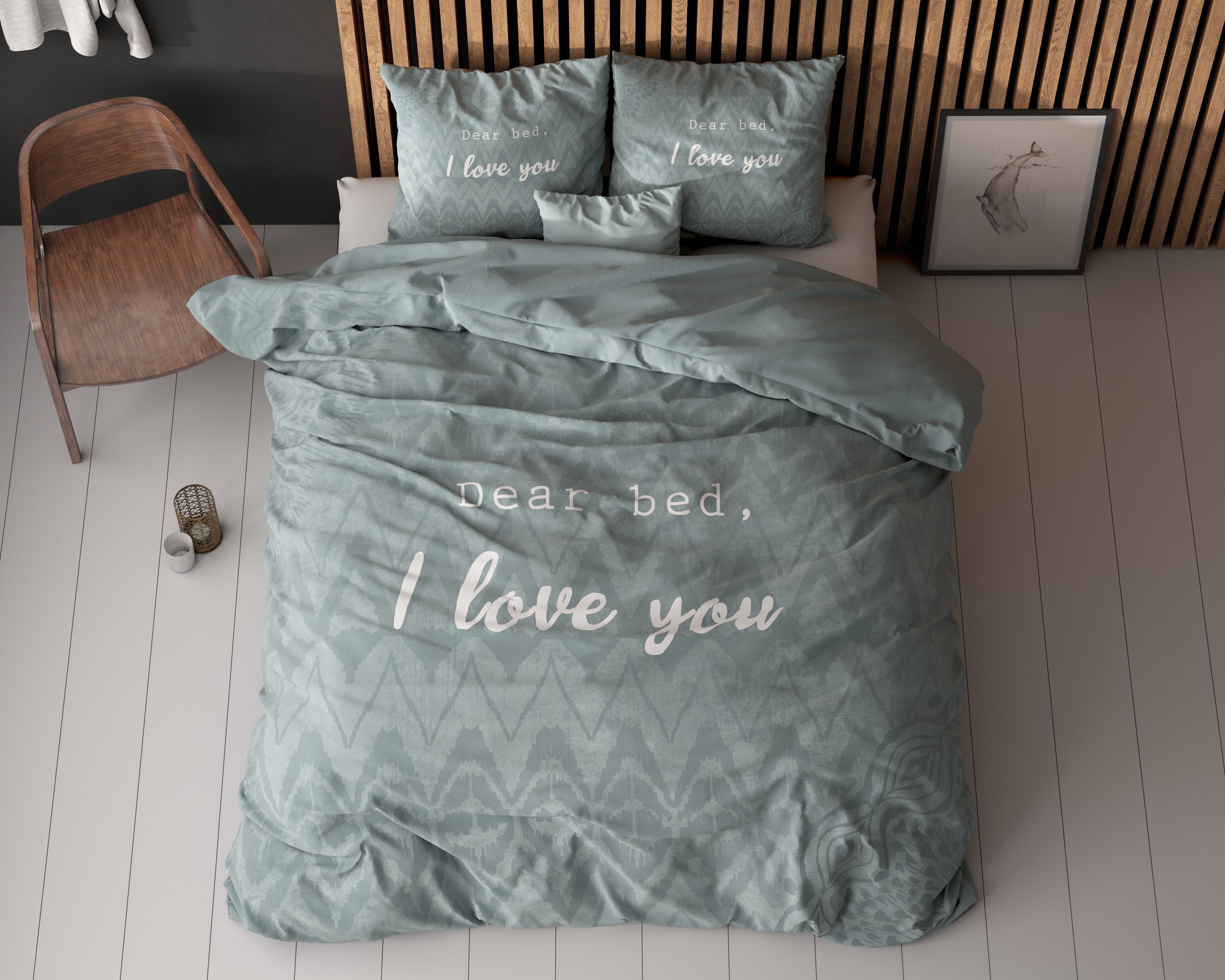 I Love Bed Groen Dekbedovertrek