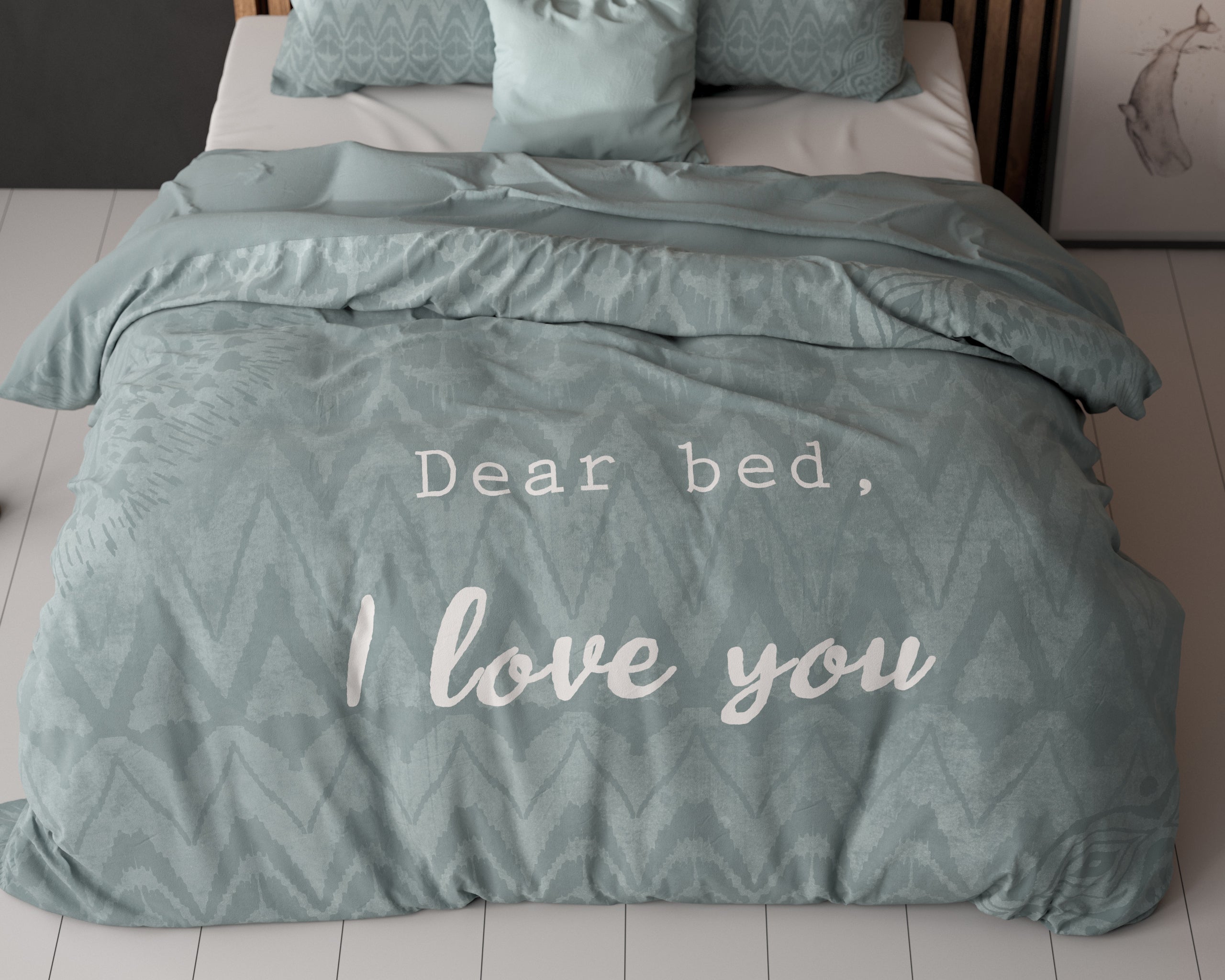 I Love Bed Groen Dekbedovertrek
