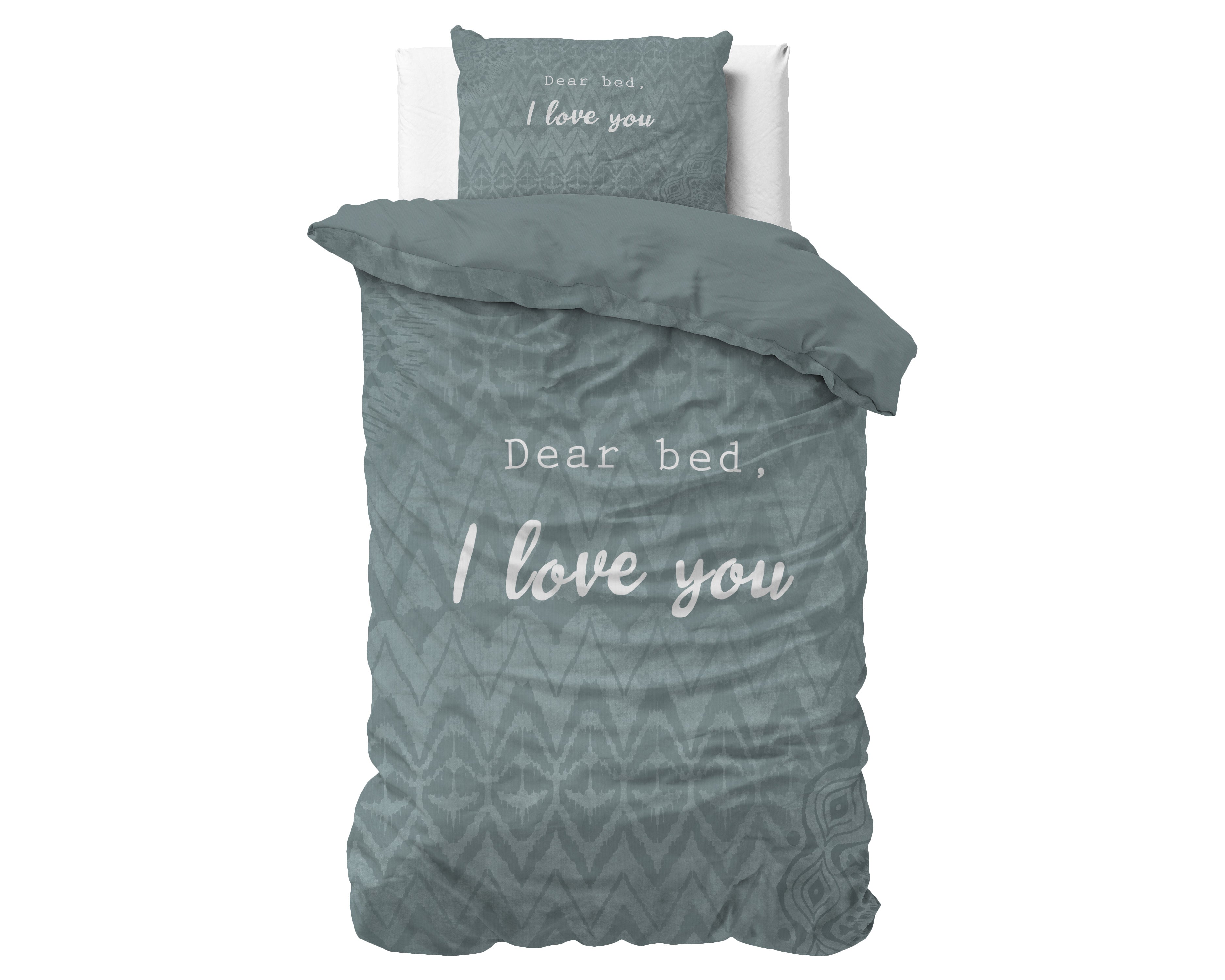 I Love Bed Groen Dekbedovertrek
