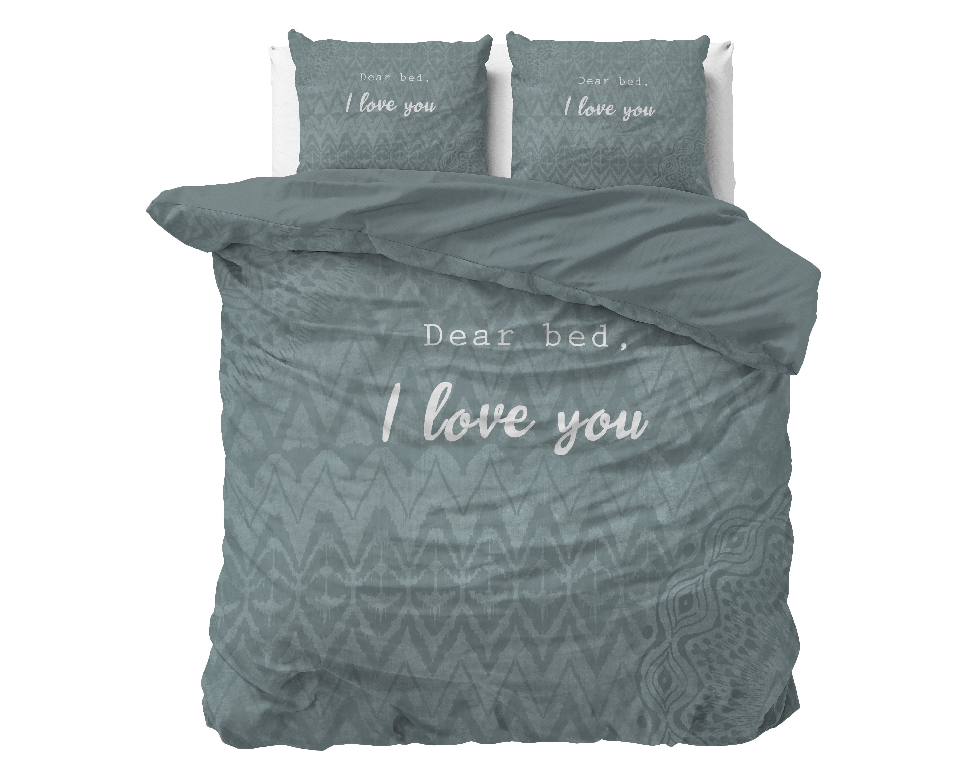 I Love Bed Groen Dekbedovertrek
