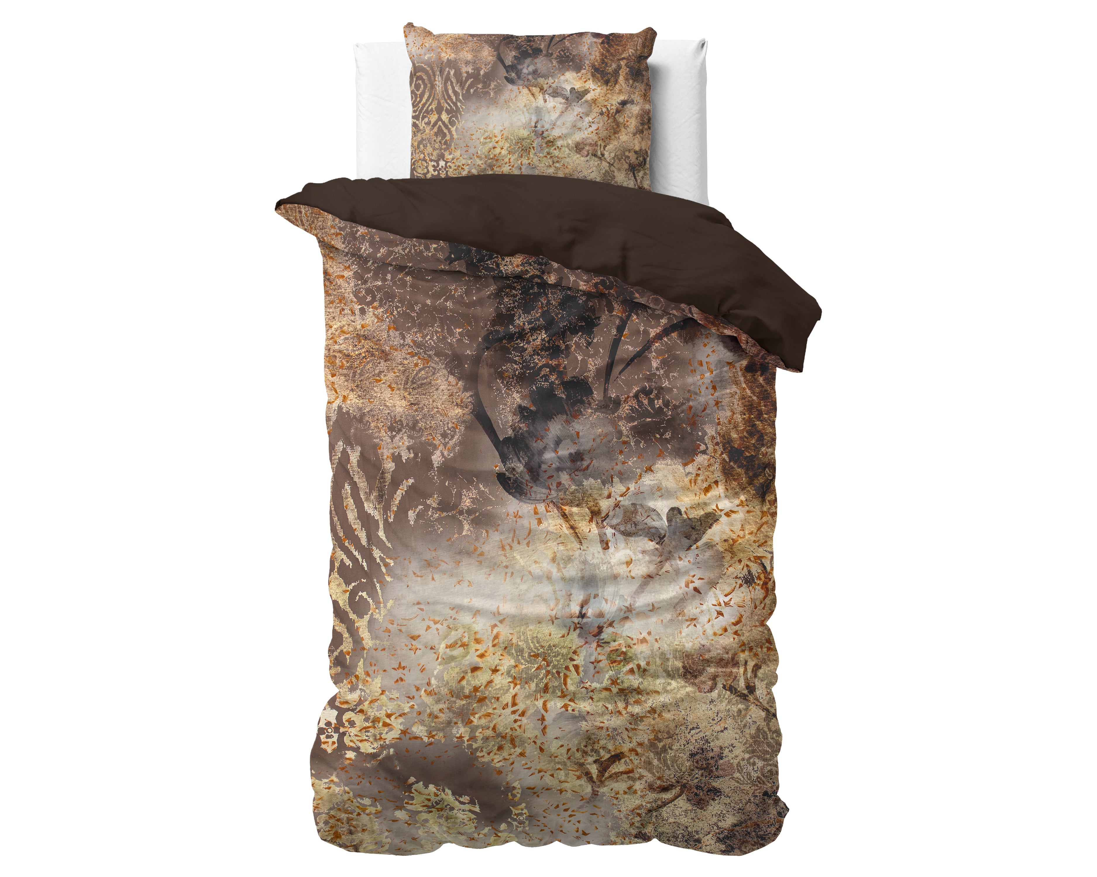 Inferno Taupe Duvet Cover - Luxury Satin - High Quality - Trendy Prints