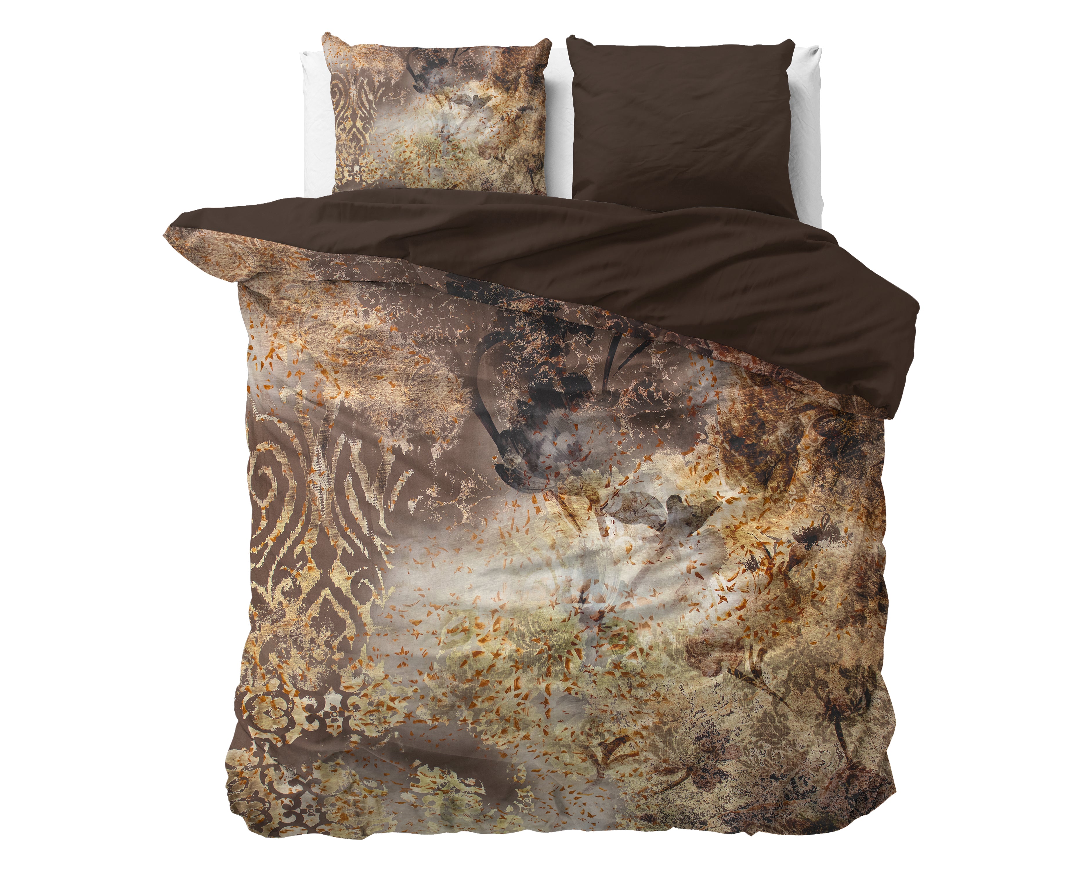 Inferno Taupe Duvet Cover - Luxury Satin - High Quality - Trendy Prints