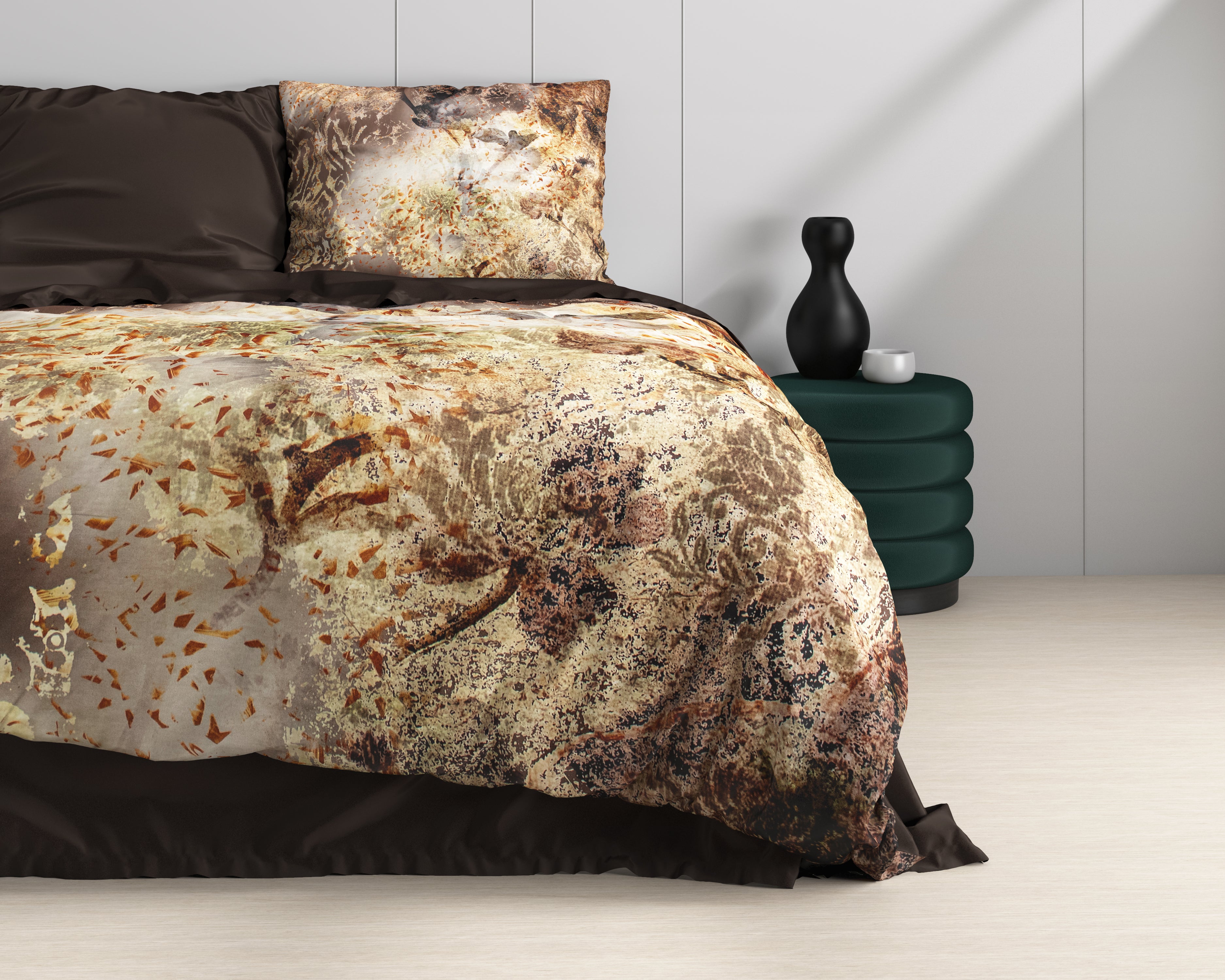 Inferno Taupe Duvet Cover - Luxury Satin - High Quality - Trendy Prints