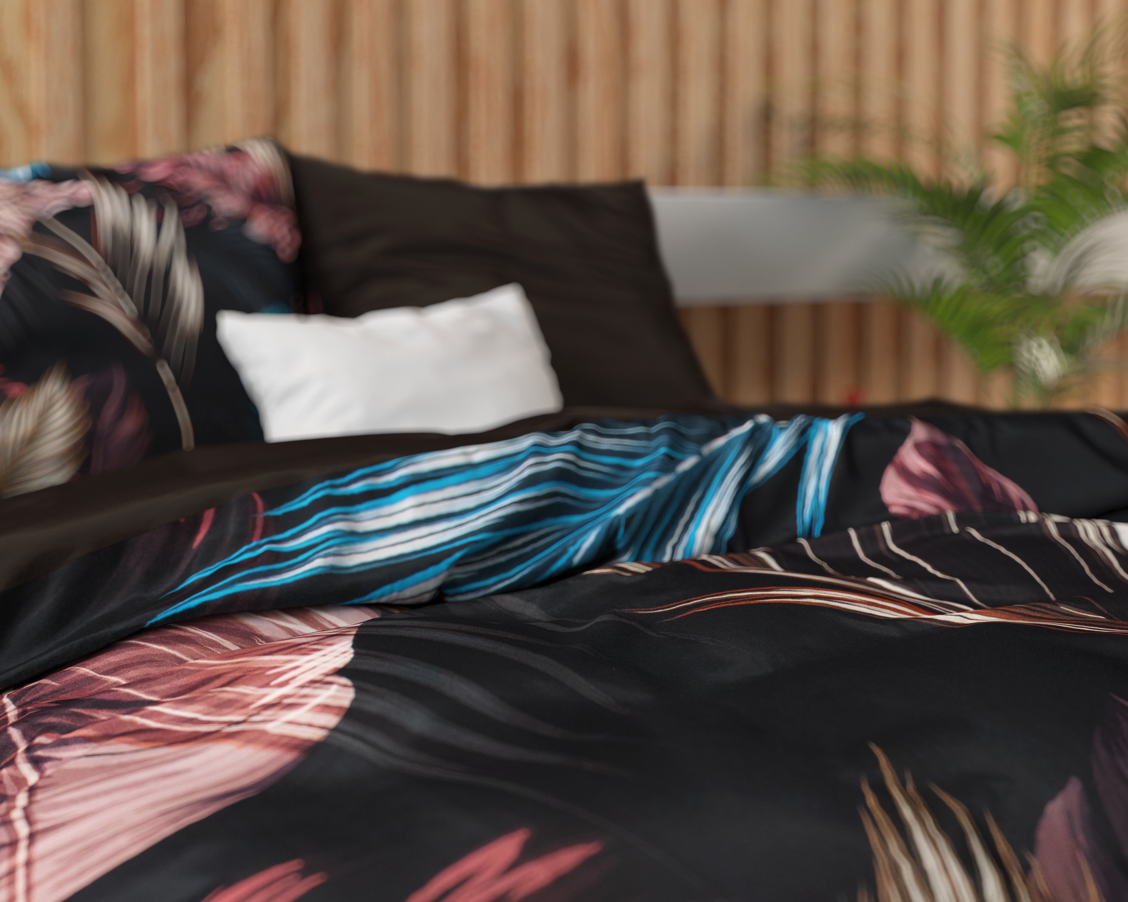 Isabella Black Duvet Cover - Breathable Cotton - Trendy Designs - With Press Studs