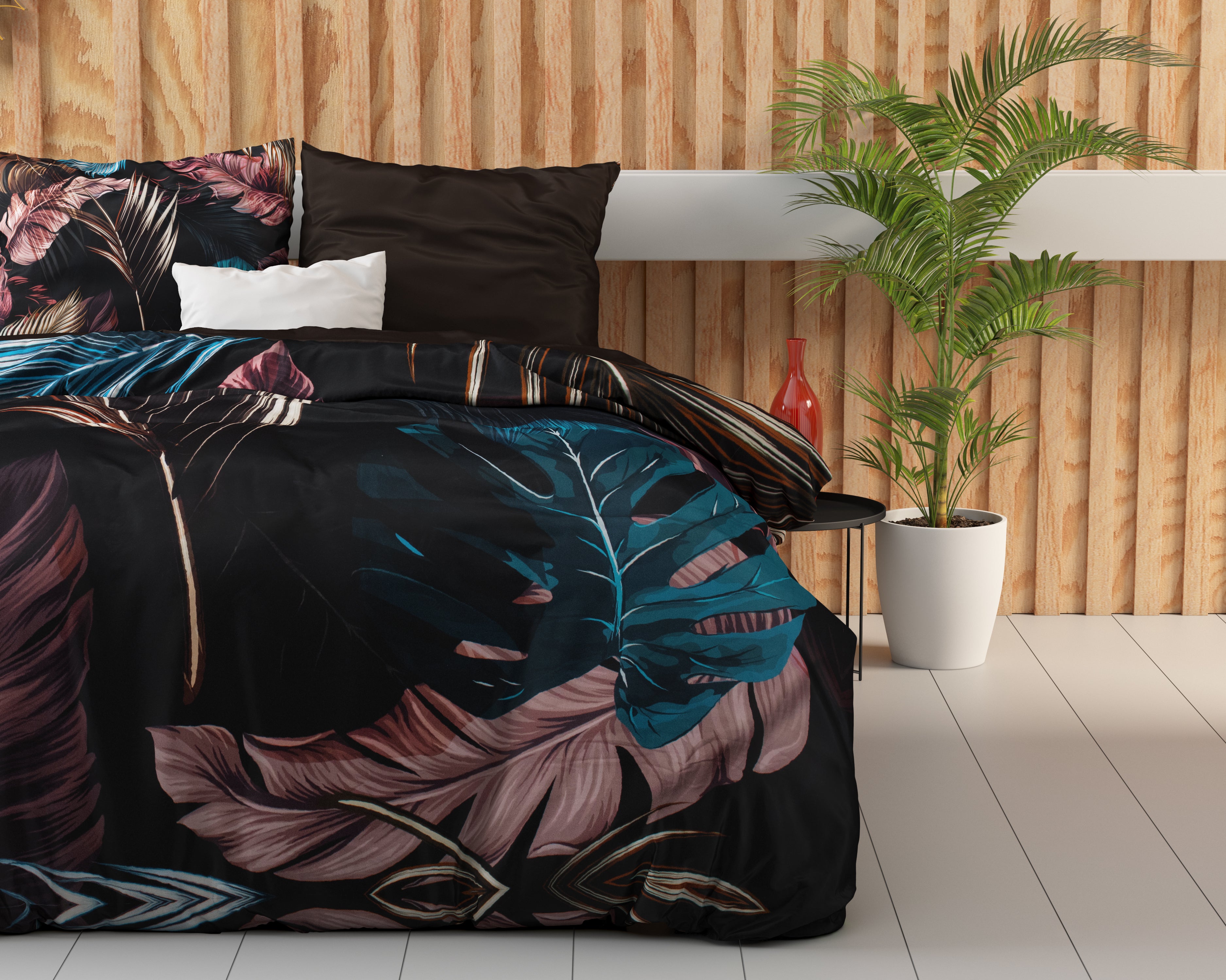 Isabella Black Duvet Cover - Breathable Cotton - Trendy Designs - With Press Studs