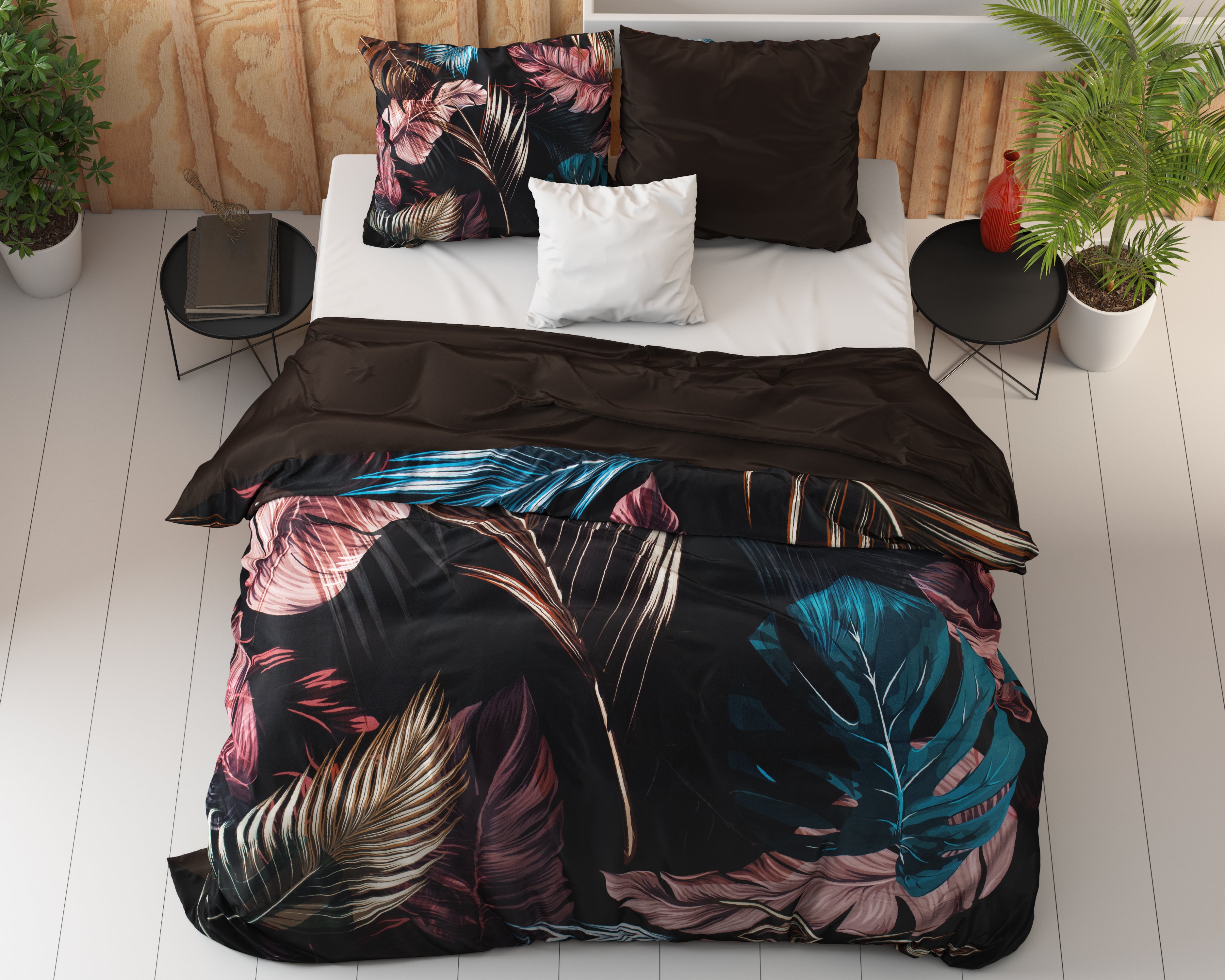 Isabella Black Duvet Cover - Breathable Cotton - Trendy Designs - With Press Studs