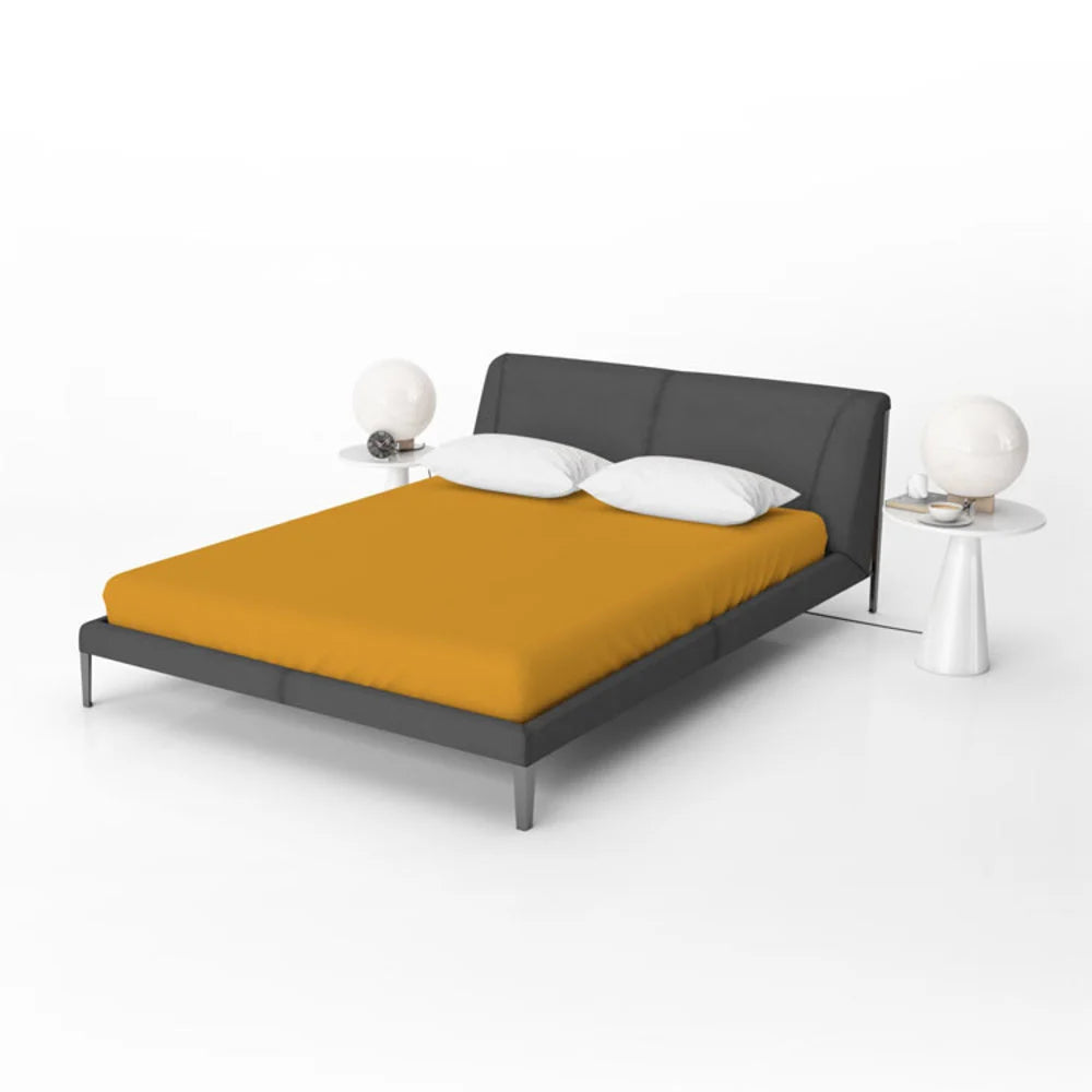 Jersey Fitted Sheet Ochre Yellow - 100% Cotton, Perfect Fit & Non-Iron