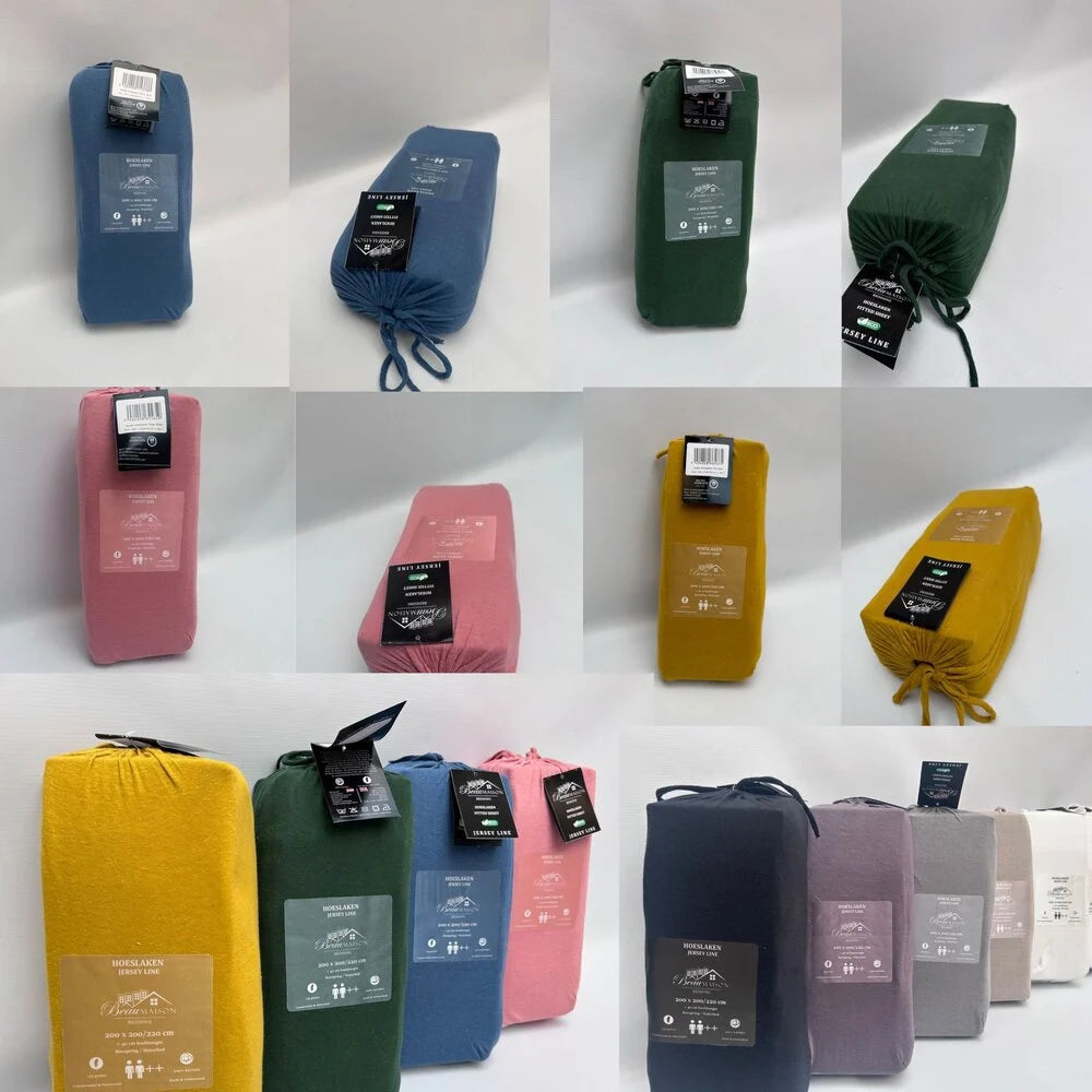 Jersey Fitted Sheet Ochre Yellow - 100% Cotton, Perfect Fit & Non-Iron