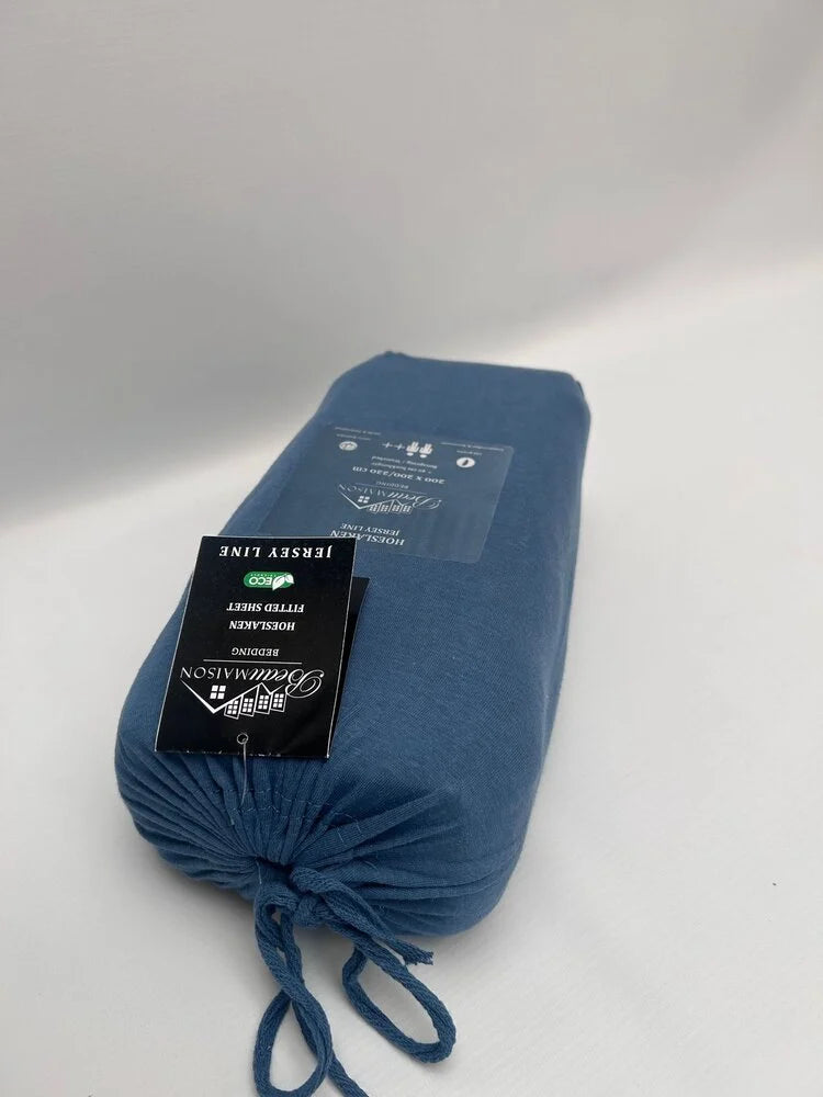 Jersey Fitted Sheet Petrol Blue – 100% Cotton, Perfect for Any Mattress