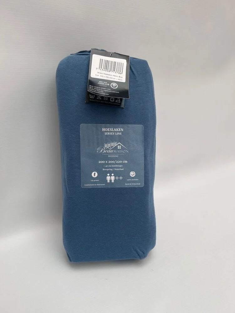Jersey Fitted Sheet Petrol Blue – 100% Cotton, Perfect for Any Mattress