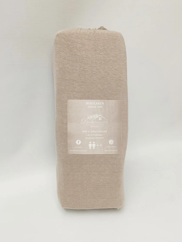 Jersey Fitted Sheet Taupe | 100% Cotton | Perfect Fit and Breathable Comfort