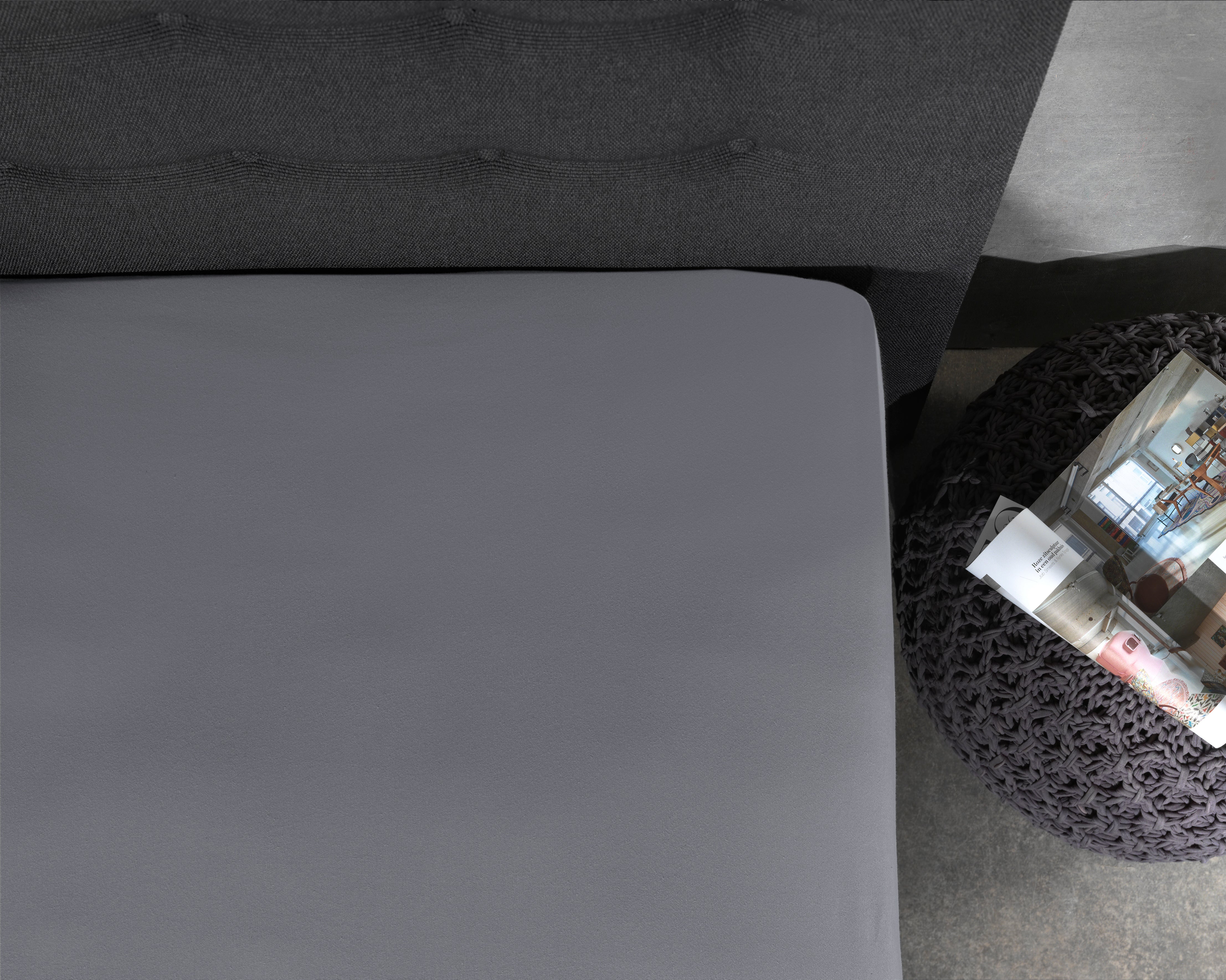Jersey Topper Fitted Sheet Gray - Wonderfully Soft - Suitable for Box Springs and Mattresses - Stretch Cotton