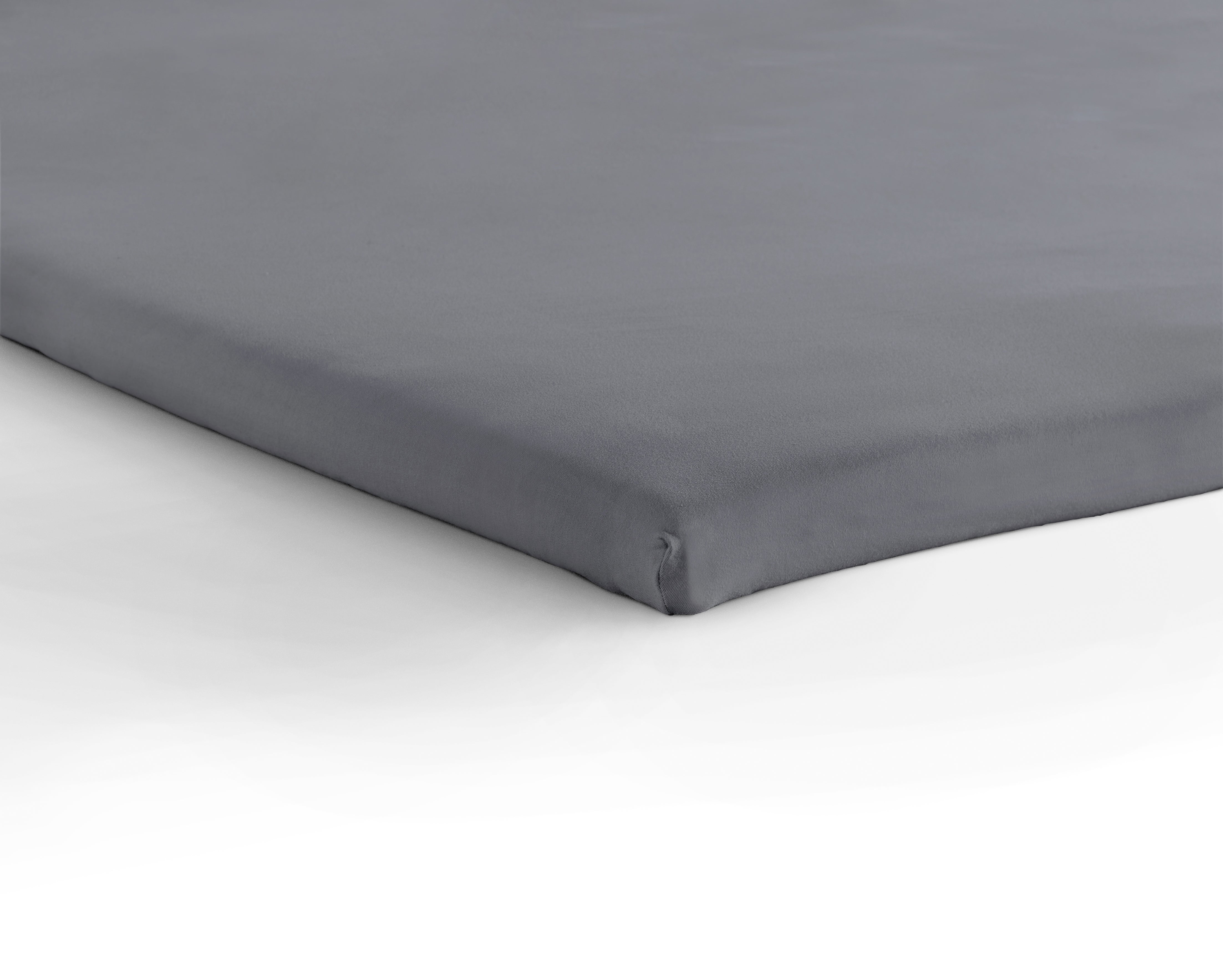 Jersey Topper Fitted Sheet Gray - Wonderfully Soft - Suitable for Box Springs and Mattresses - Stretch Cotton