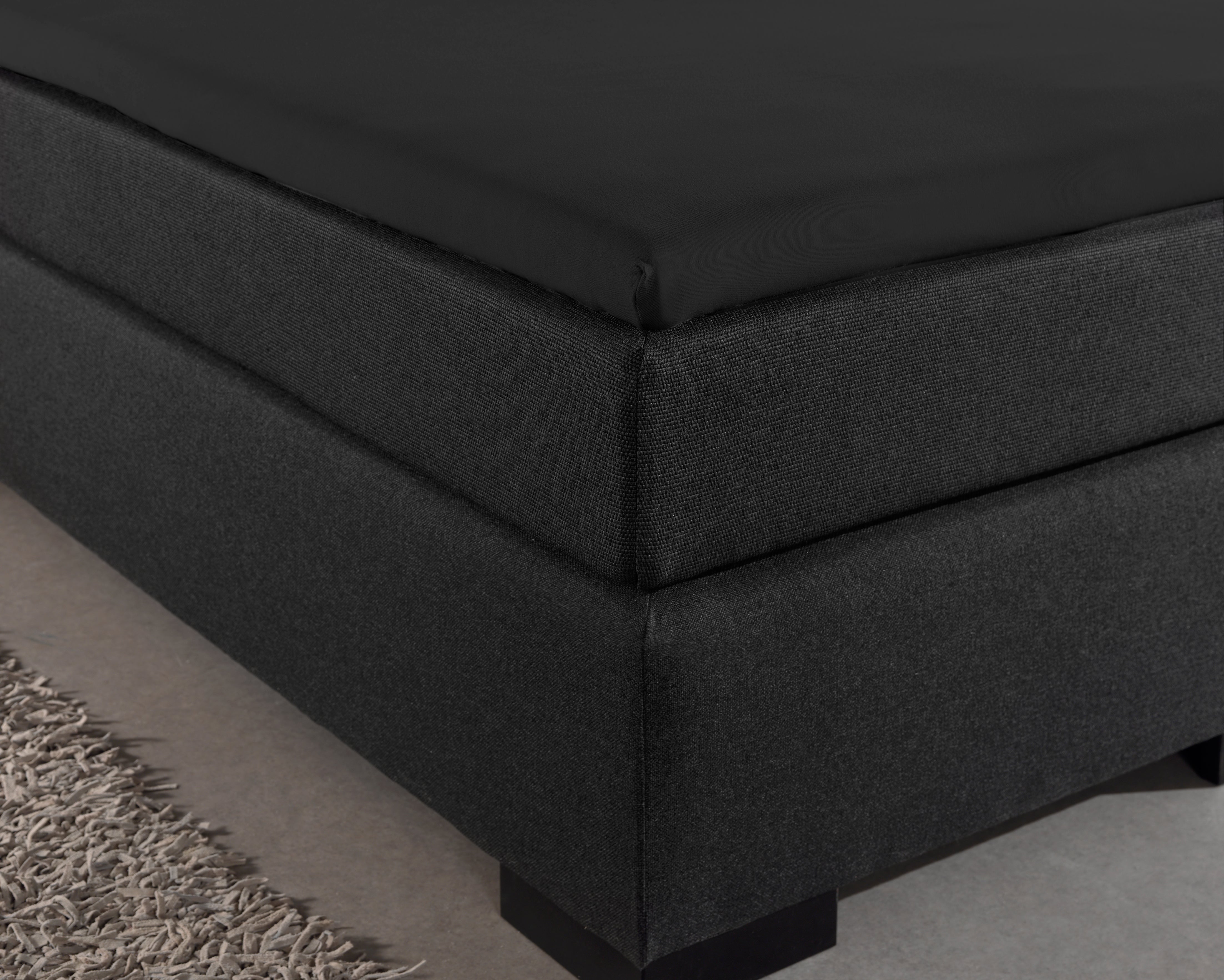 Jersey Topper Fitted Sheet Black - Wonderfully Soft - Suitable for Box Springs and Mattresses - Stretch Cotton