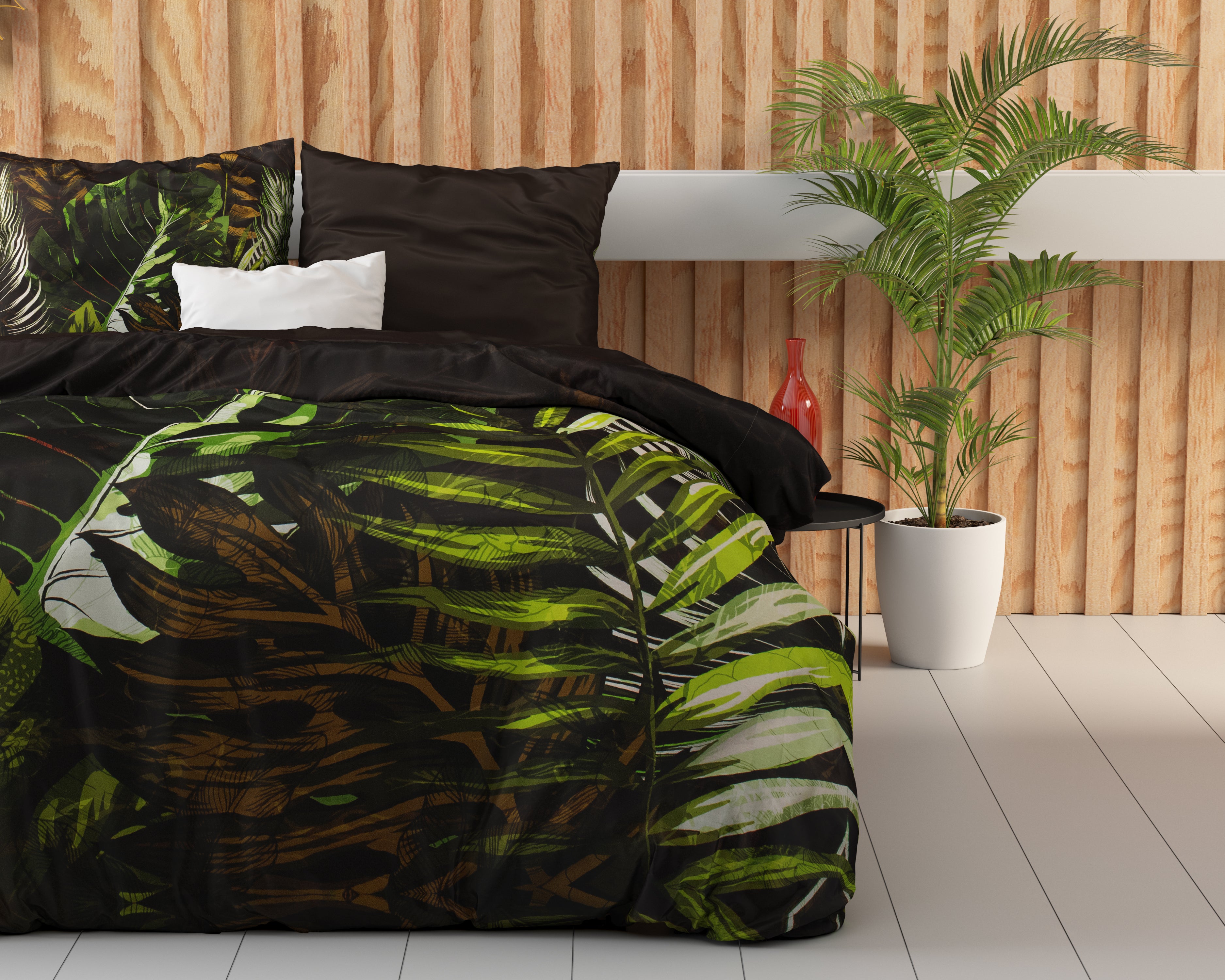 Jungle Art 2 Taupe Duvet Cover - Breathable Cotton - Trendy Designs - With Press Studs
