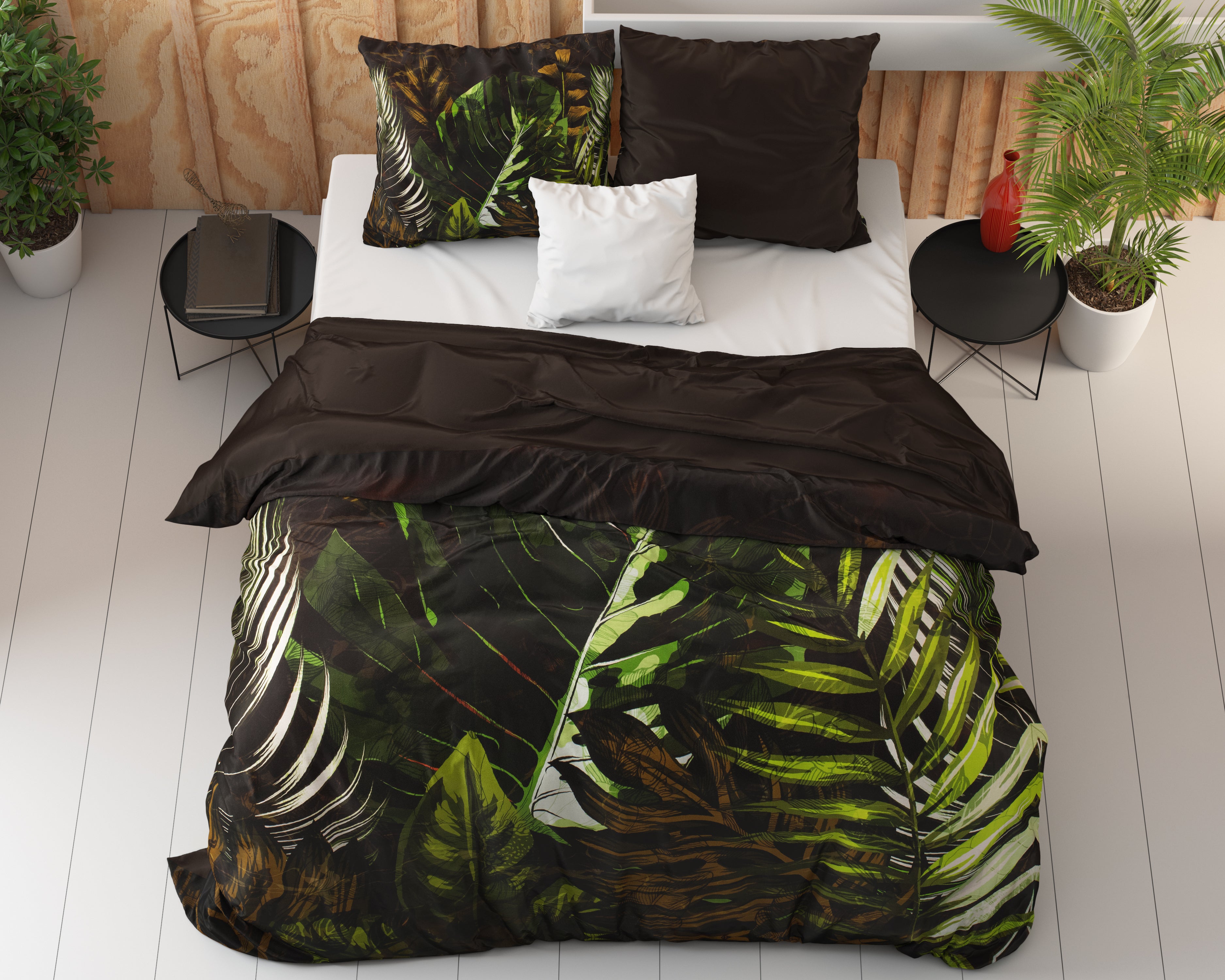 Jungle Art 2 Taupe Duvet Cover - Breathable Cotton - Trendy Designs - With Press Studs