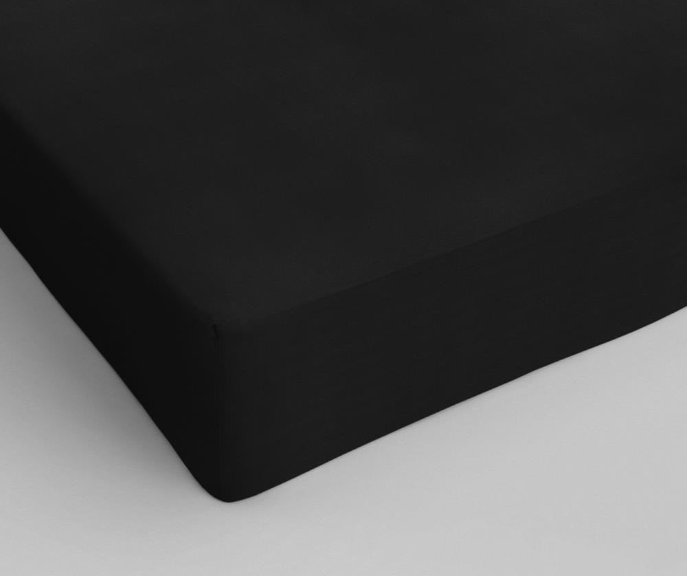 Cotton Fitted Sheet Black - Wonderfully Soft - Suitable for Box Springs and Mattresses - High-quality smooth cotton
