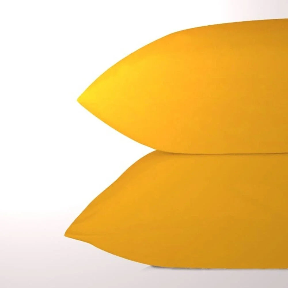 Mustard Yellow Cotton Pillowcases - Set of 2 | Soft, Breathable & Iron-Friendly