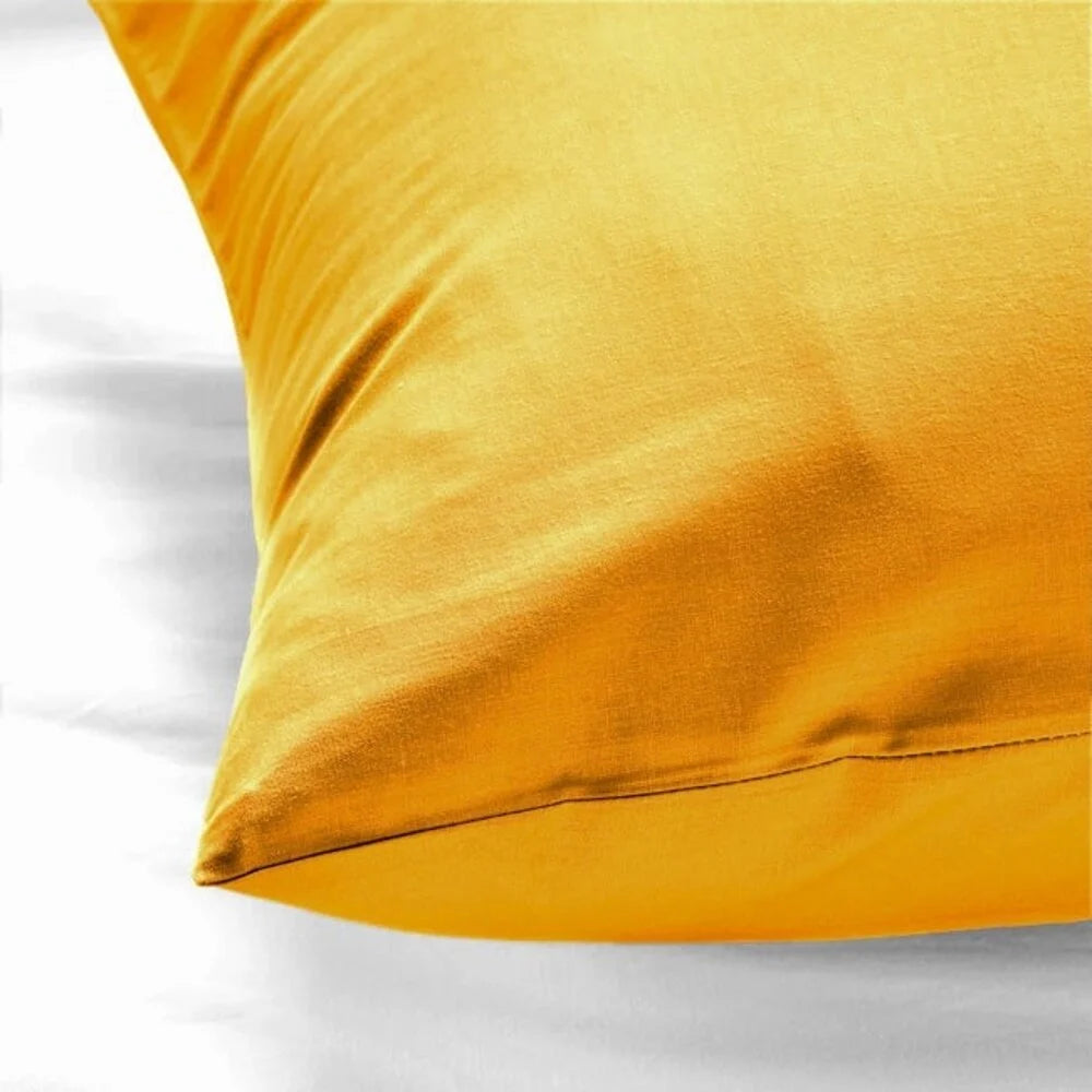 Mustard Yellow Cotton Pillowcases - Set of 2 | Soft, Breathable & Iron-Friendly