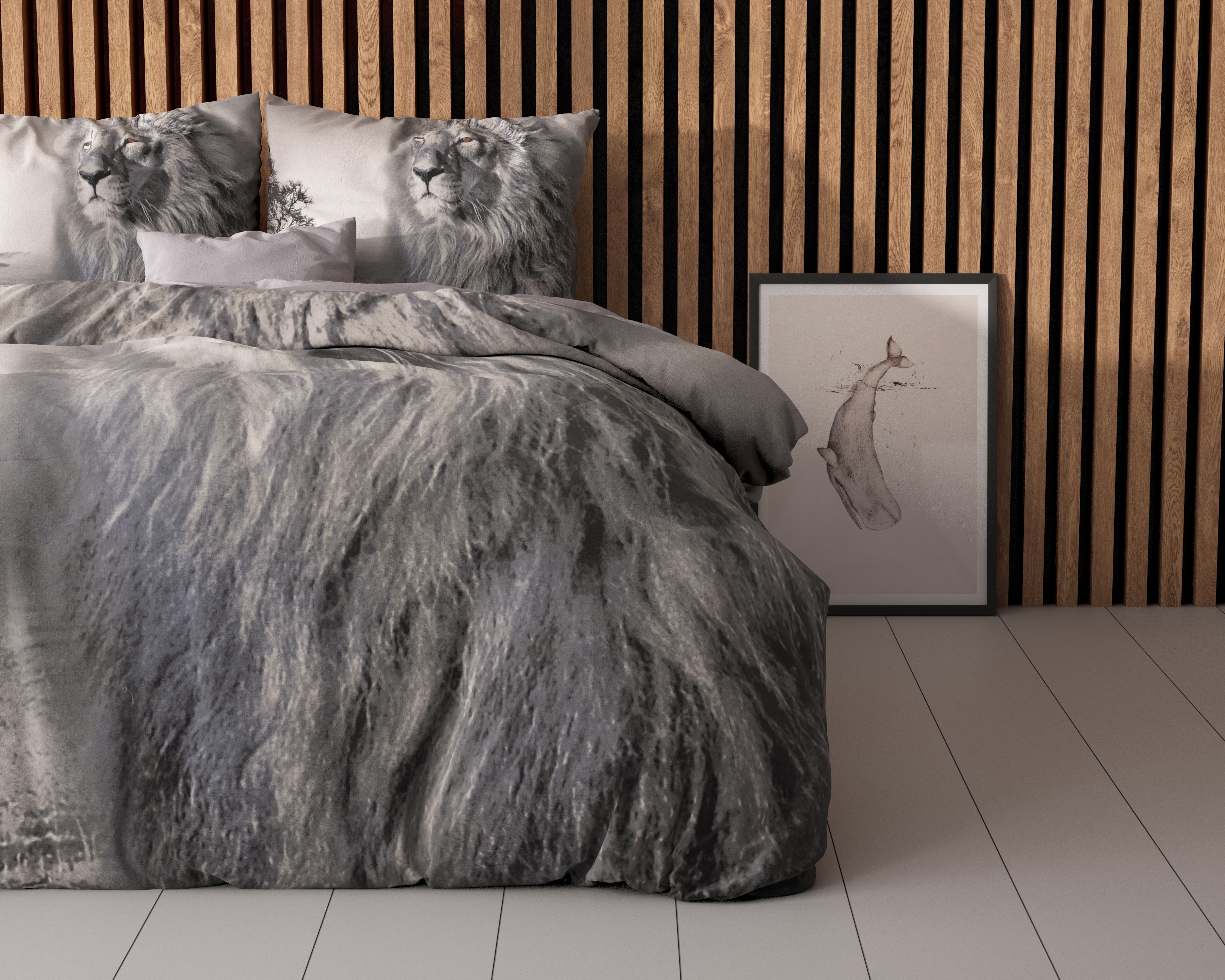 King of Nature Grijs Dekbedovertrek - Ademend katoen - Trendy designs - Met drukknopen