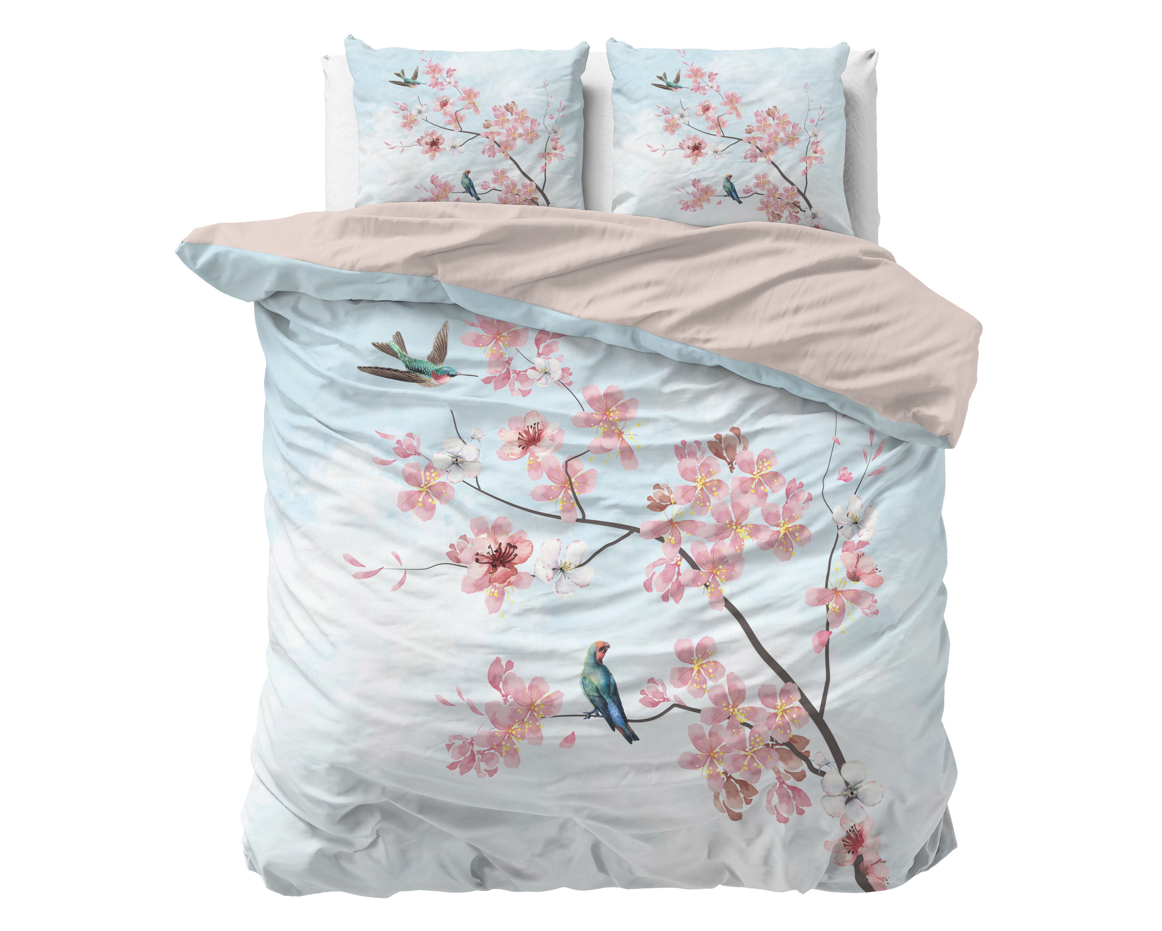 Layla Blauw Dekbedovertrek - Luxe Satijn - Hoge kwaliteit - Trendy prints