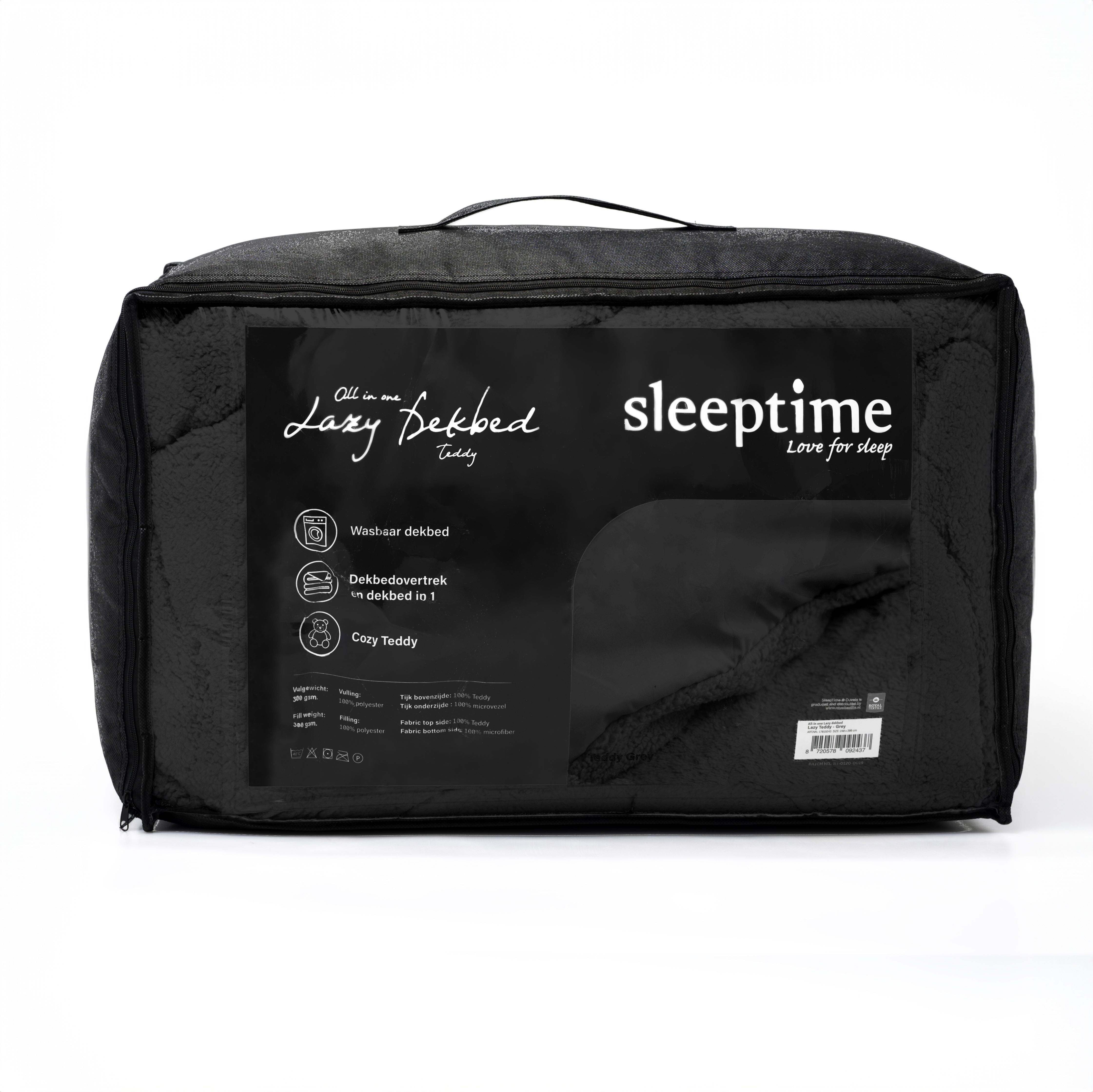 All-in-One Lazy Teddy Duvet Anthracite - Duvet for the whole year