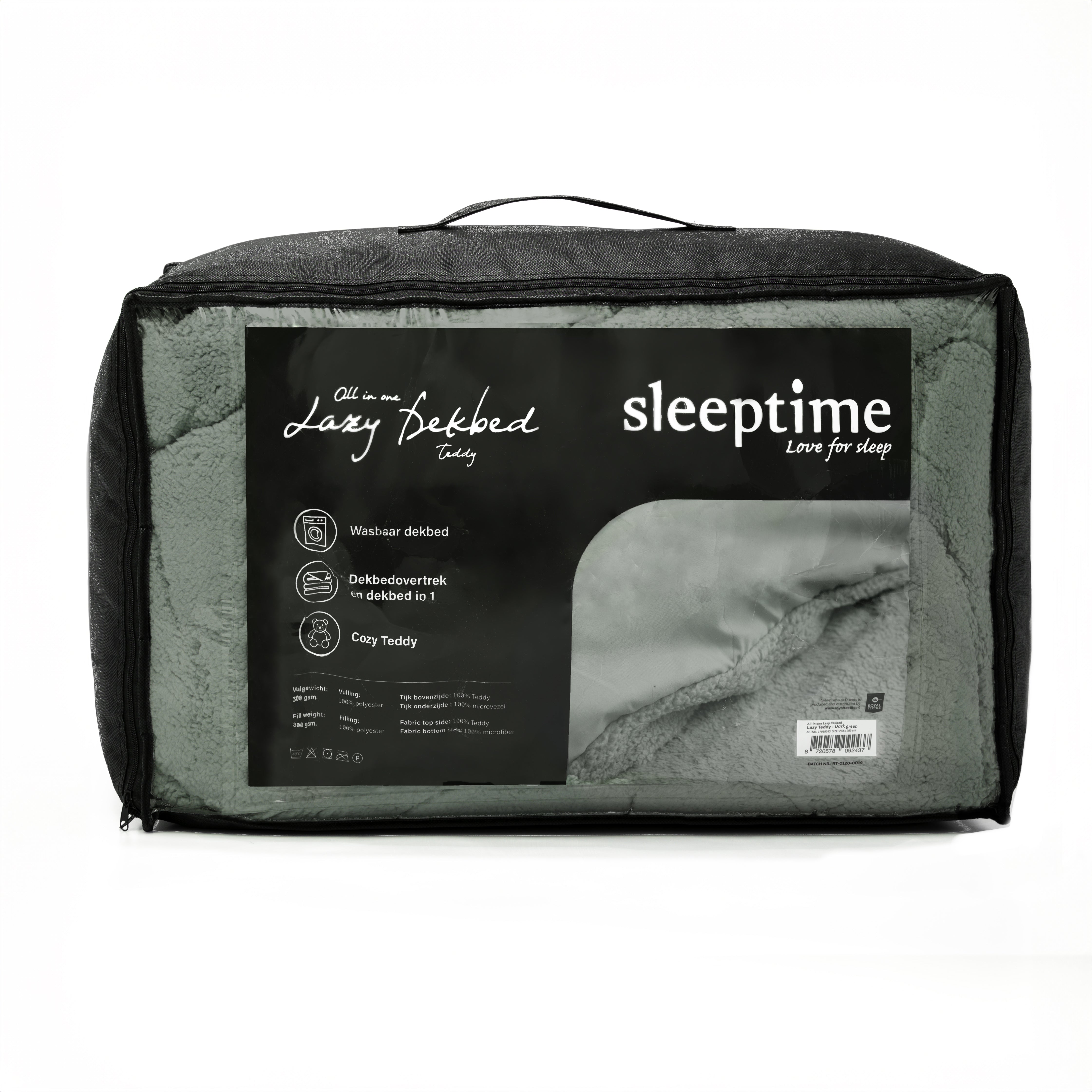 All-in-One Lazy Teddy Duvet Green - Duvet for the whole year