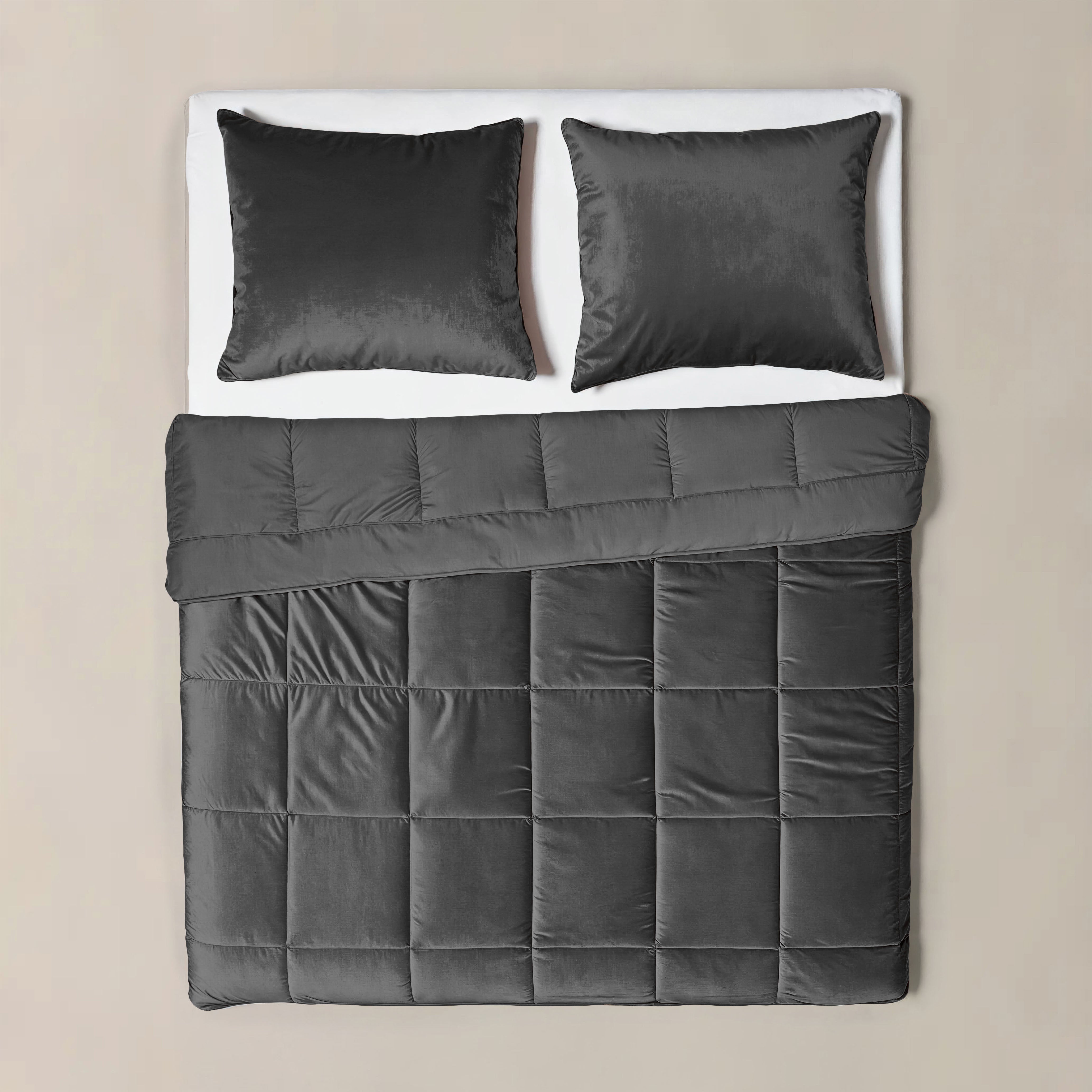 All-in One Lazy Velvet Dekbed Antraciet - Dekbed voor het hele jaar