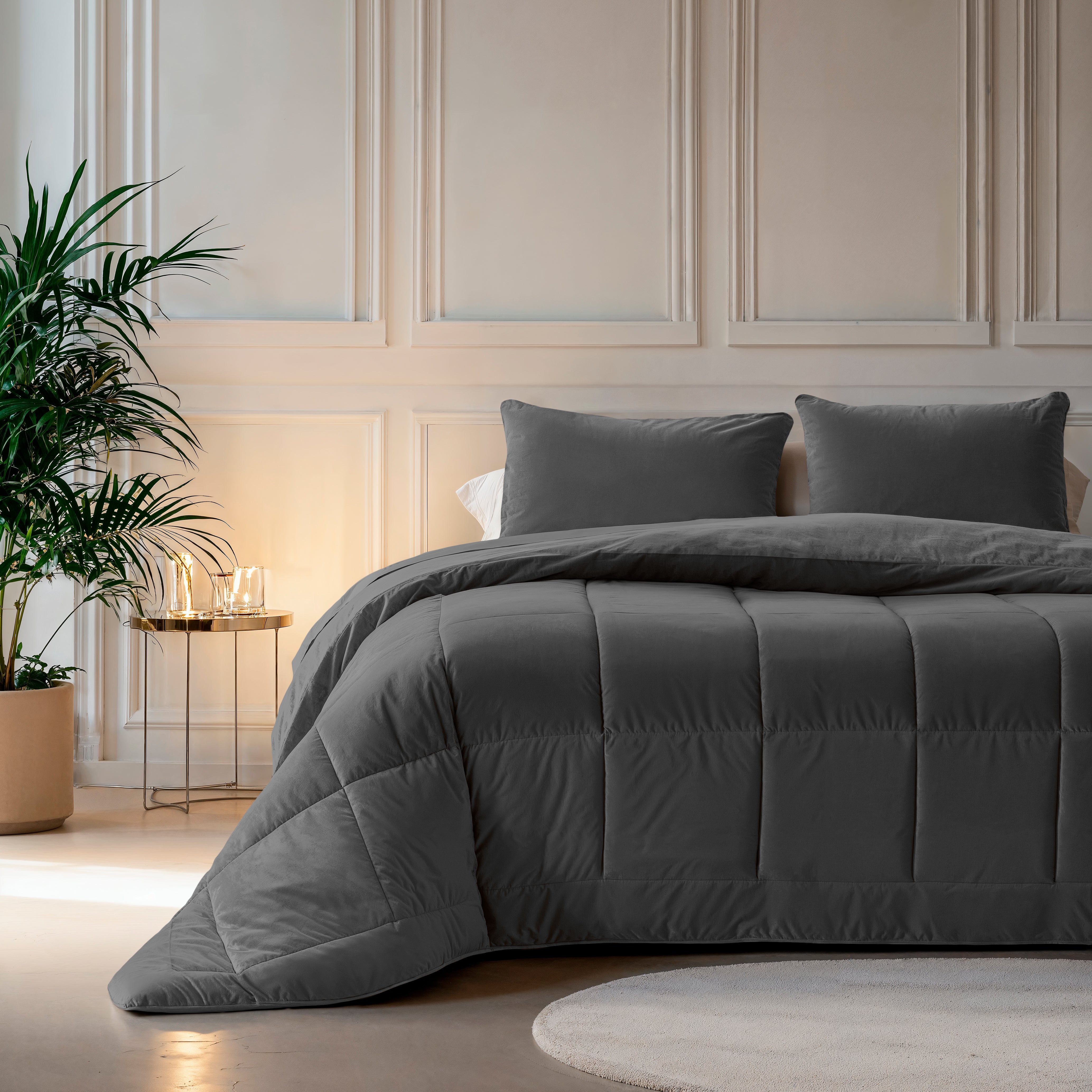 All-in One Lazy Velvet Dekbed Antraciet - Dekbed voor het hele jaar