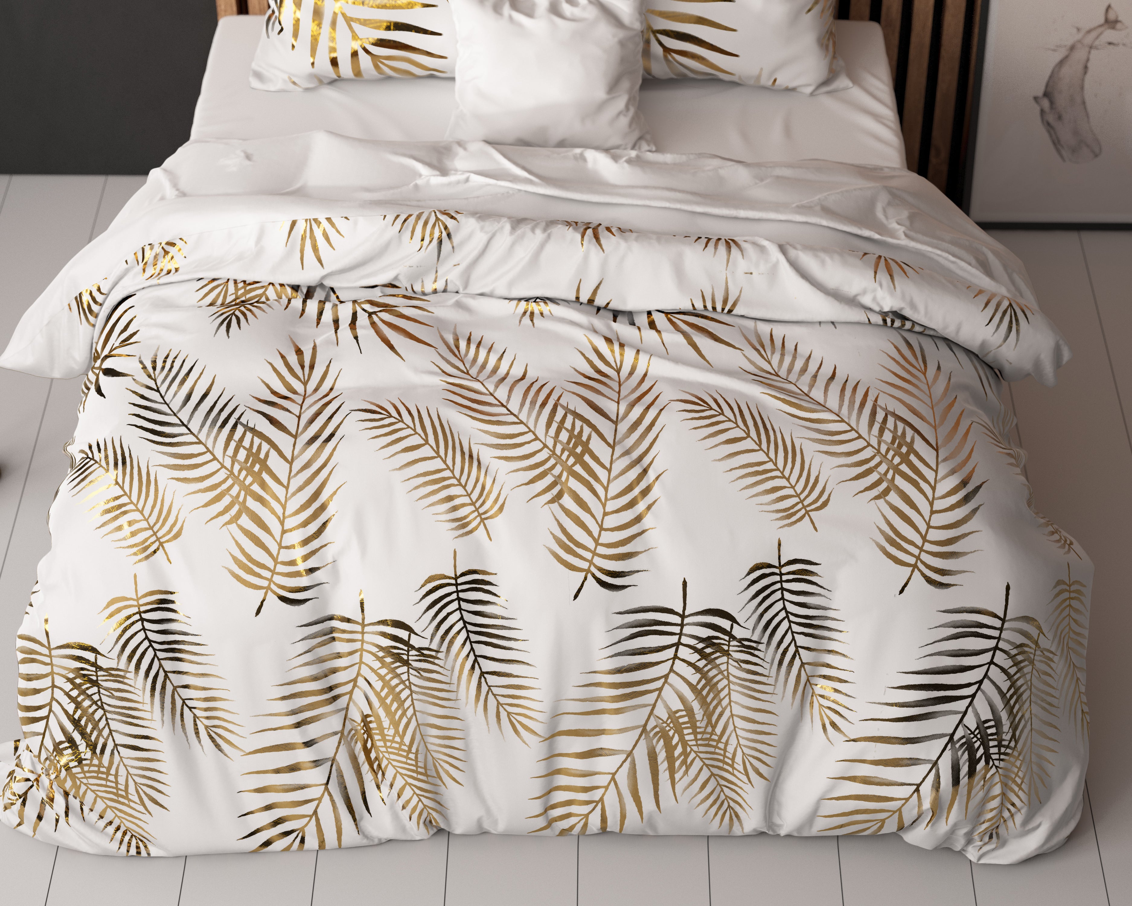 Leaves Duvet Cover White - Luxury Design - Super soft woven - Luxuriously packaged