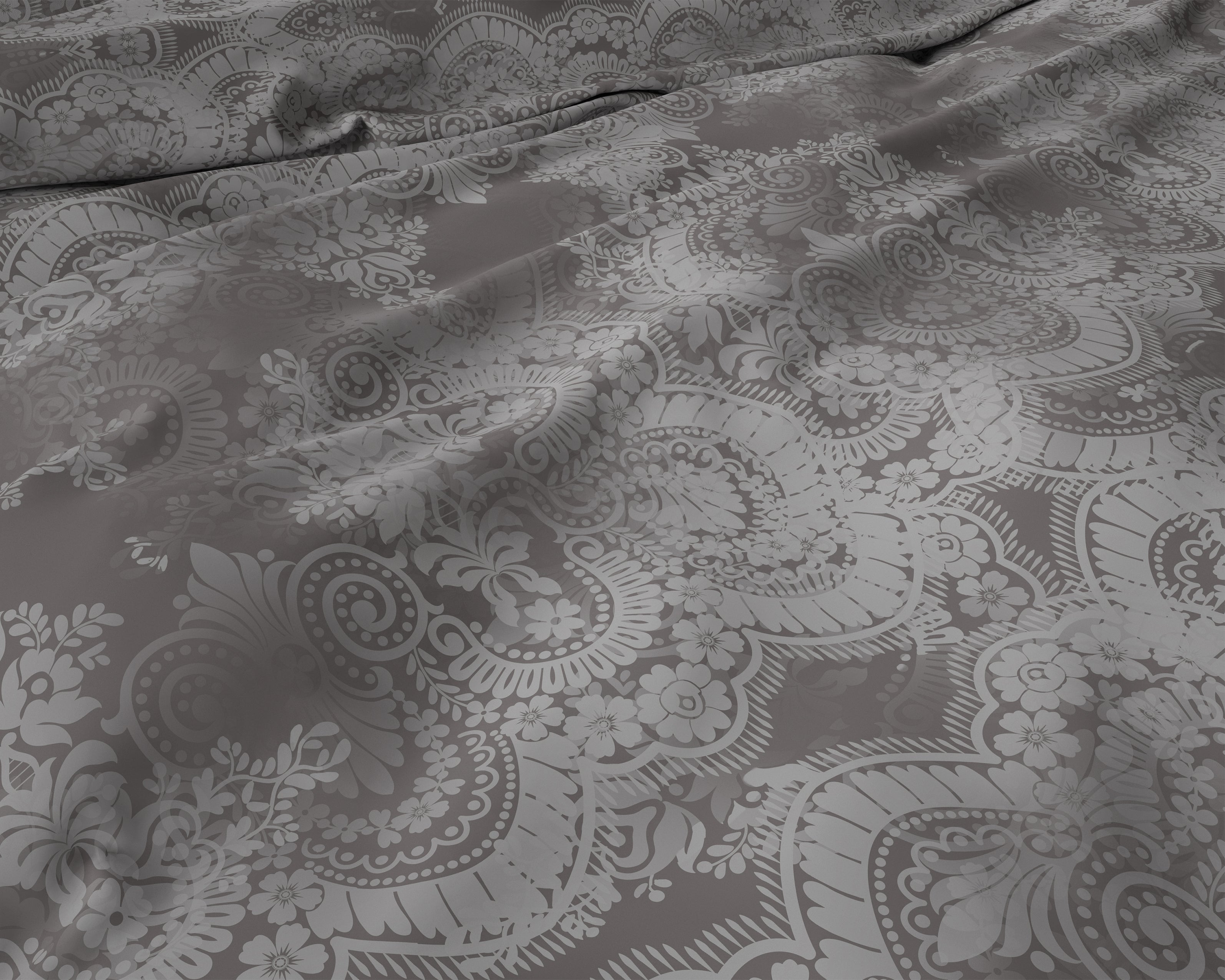 Libbo Antraciet Dekbedovertrek - Luxe Satijn - Hoge kwaliteit - Trendy prints