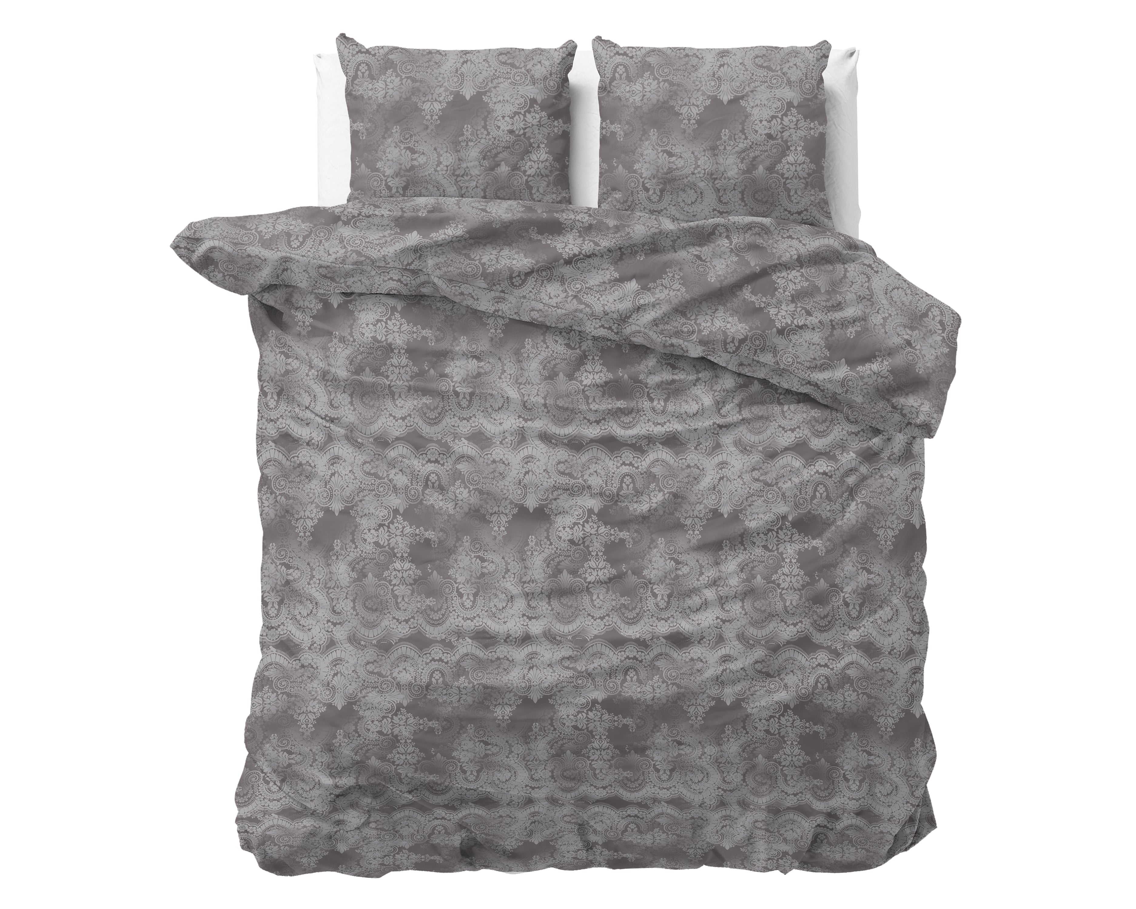 Libbo Antraciet Dekbedovertrek - Luxe Satijn - Hoge kwaliteit - Trendy prints