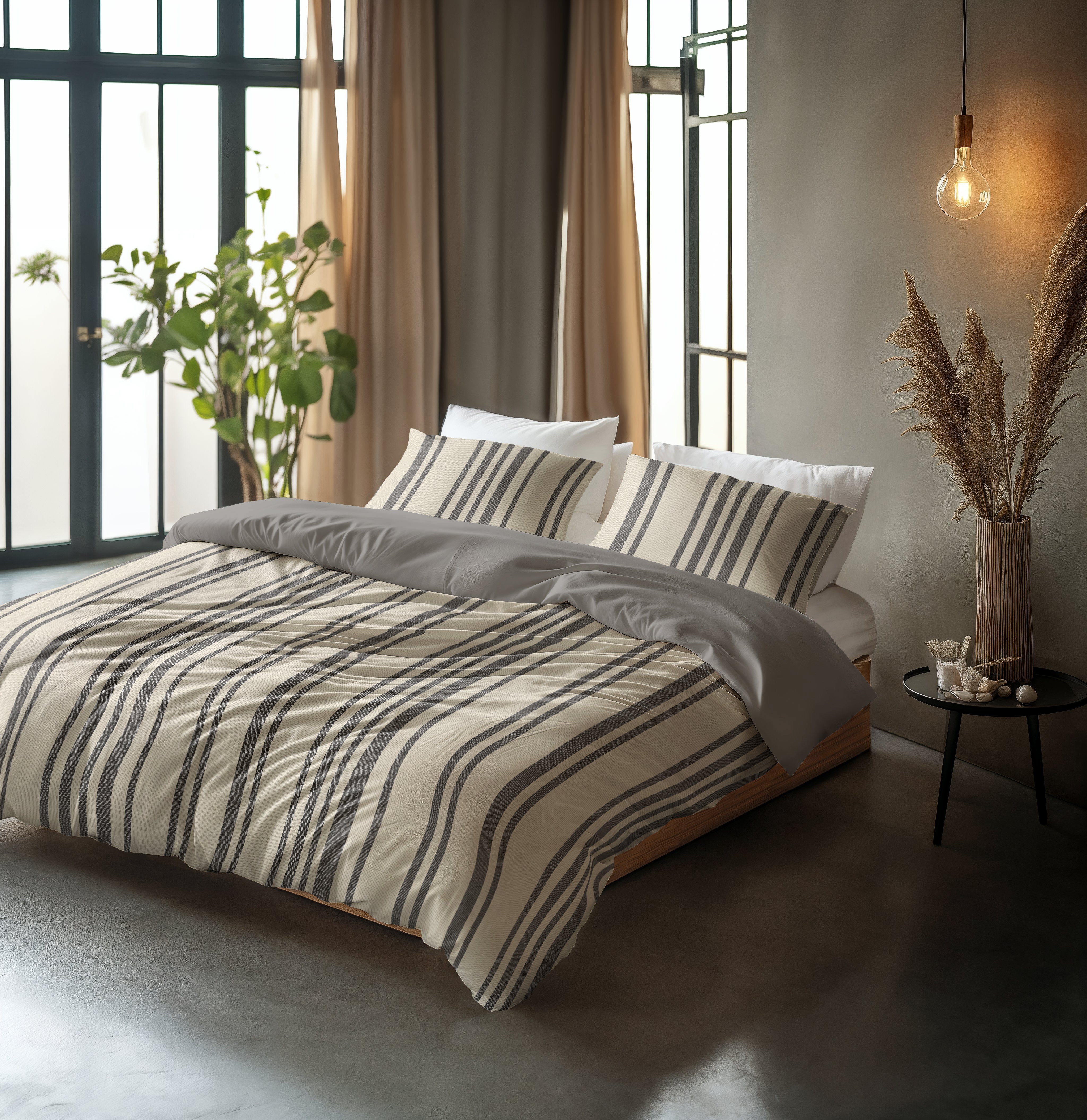 Linear Linen Zand Dekbedovertrek