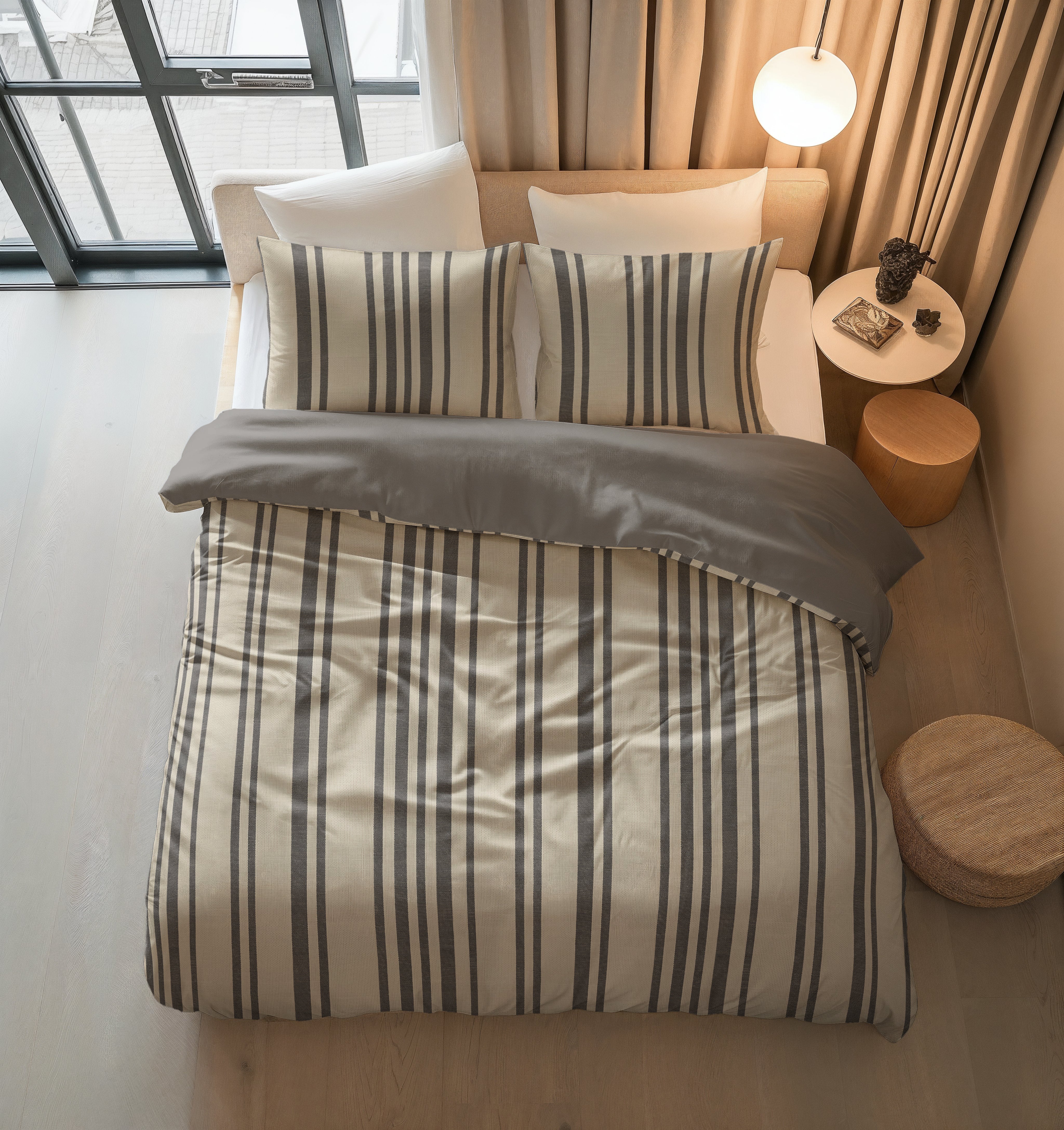 Linear Linen Zand Dekbedovertrek