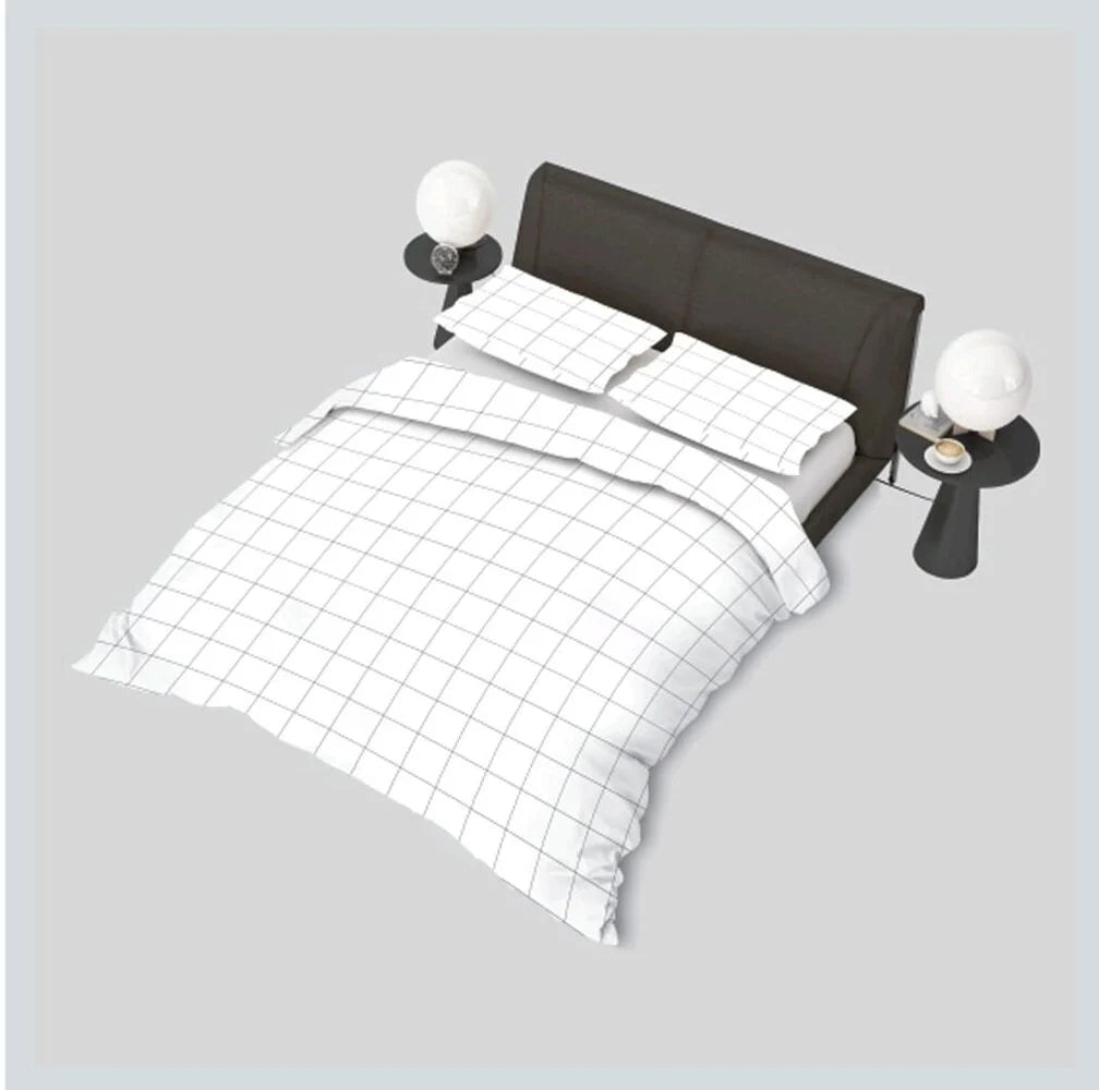 Lino Duvet Cover White – Scandinavian Checked Design | Comfort & Style