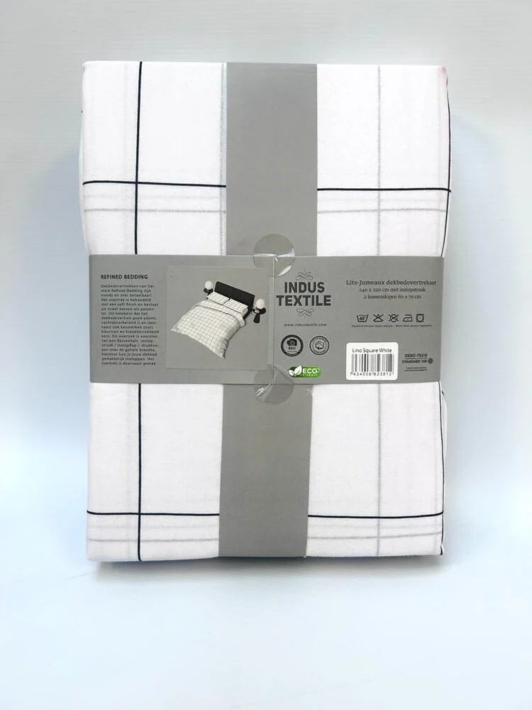 Lino Duvet Cover White – Scandinavian Checked Design | Comfort & Style