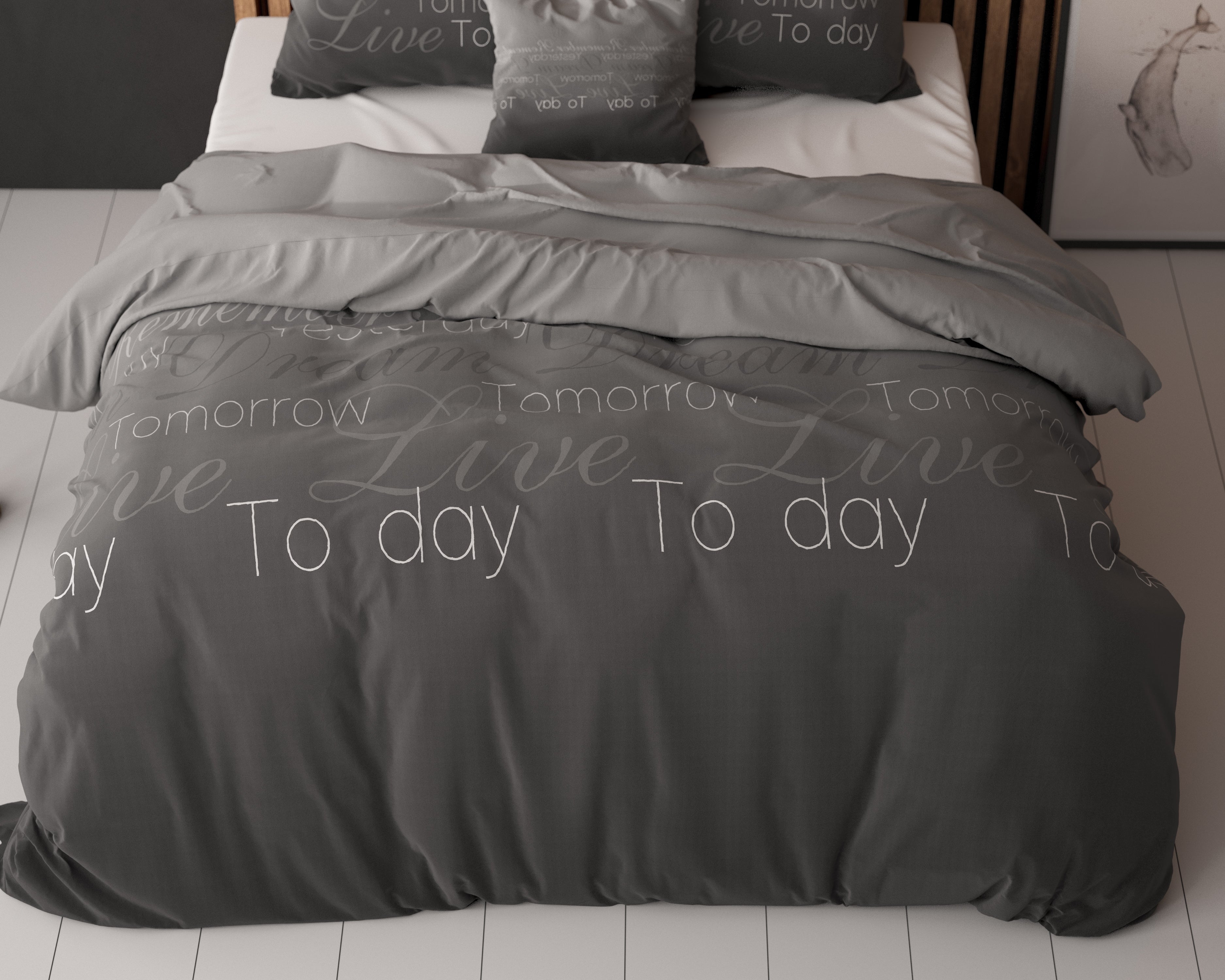 Live Today Dekbedovertrek Antraciet - Heerlijk warm - Leuke prints - Comfortabel zacht