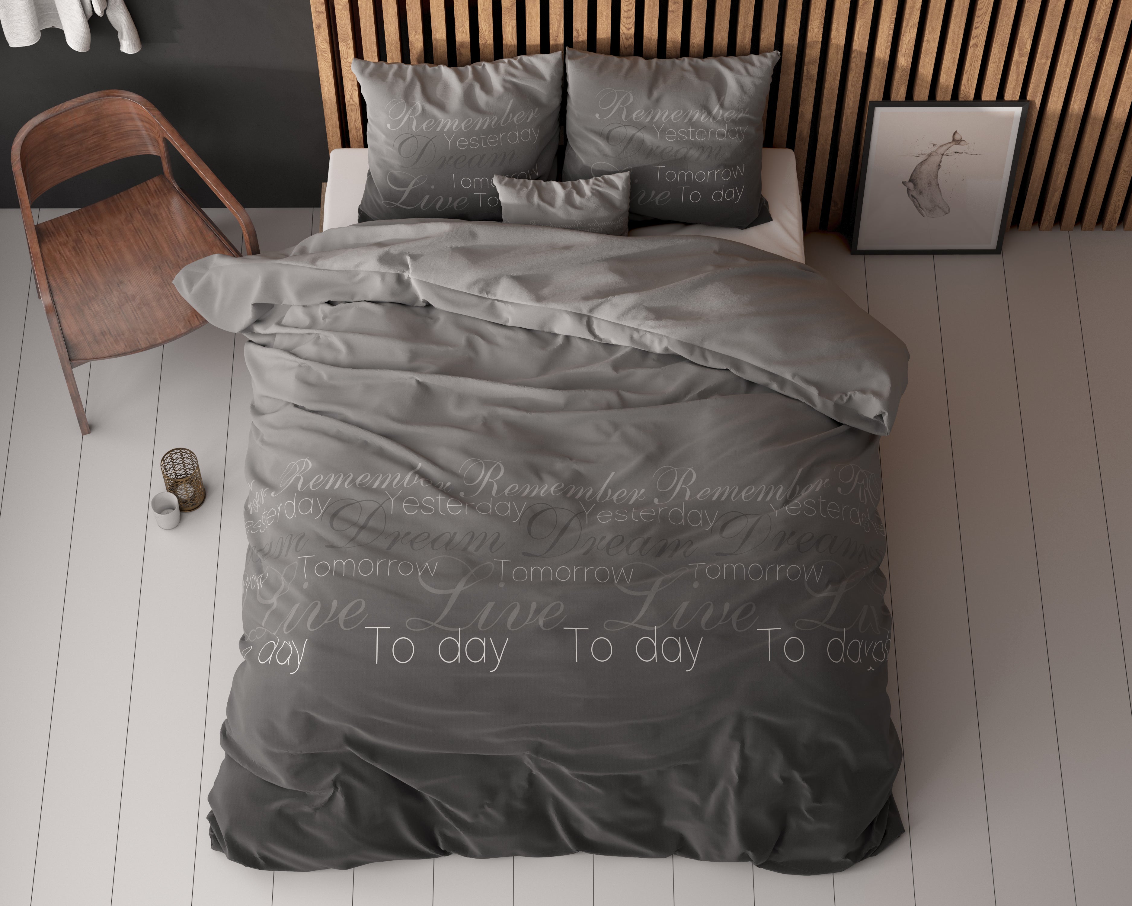 Live Today Dekbedovertrek Antraciet - Heerlijk warm - Leuke prints - Comfortabel zacht